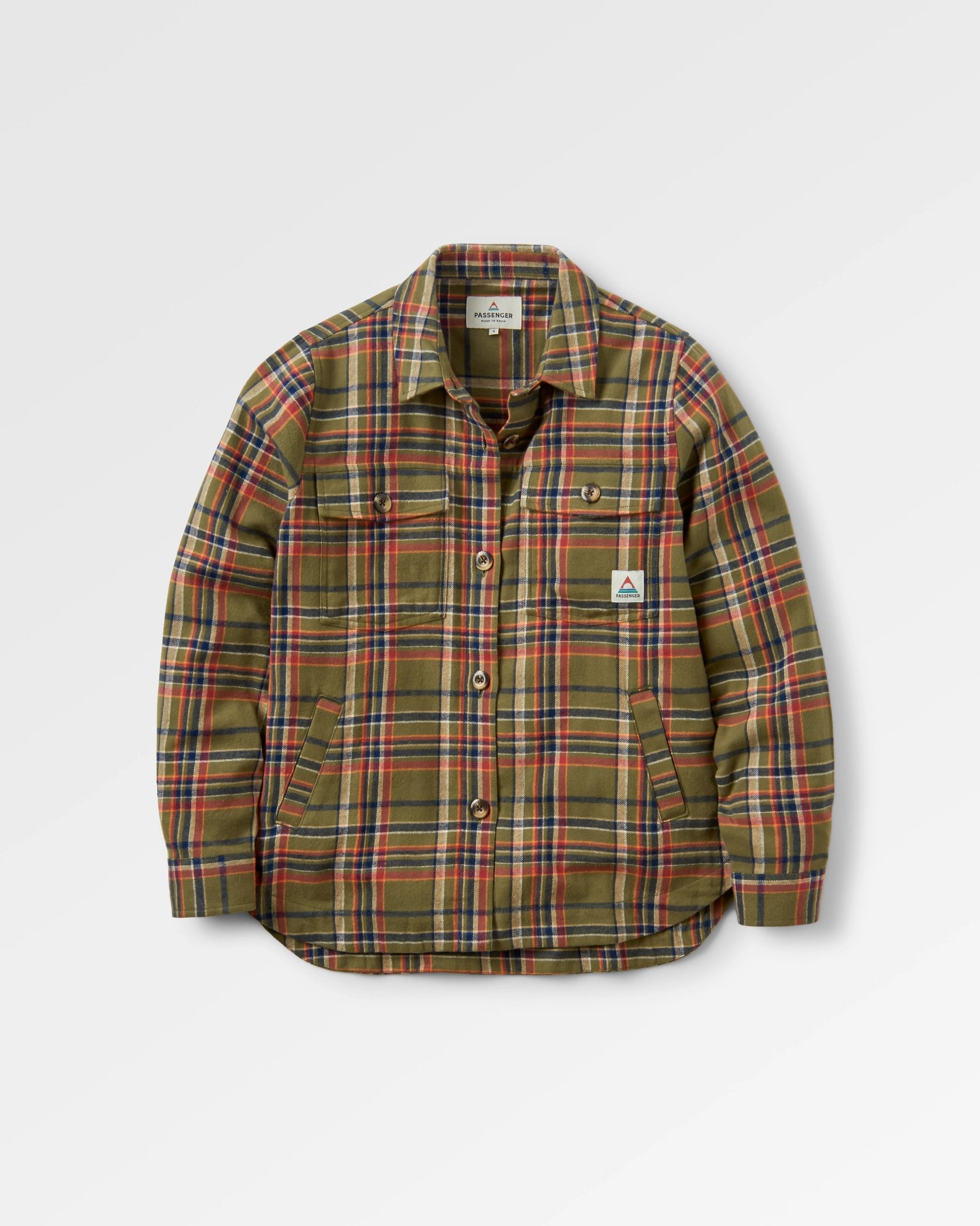 Stella Organic Cotton LS Shirt - Khaki Check - Flatlay