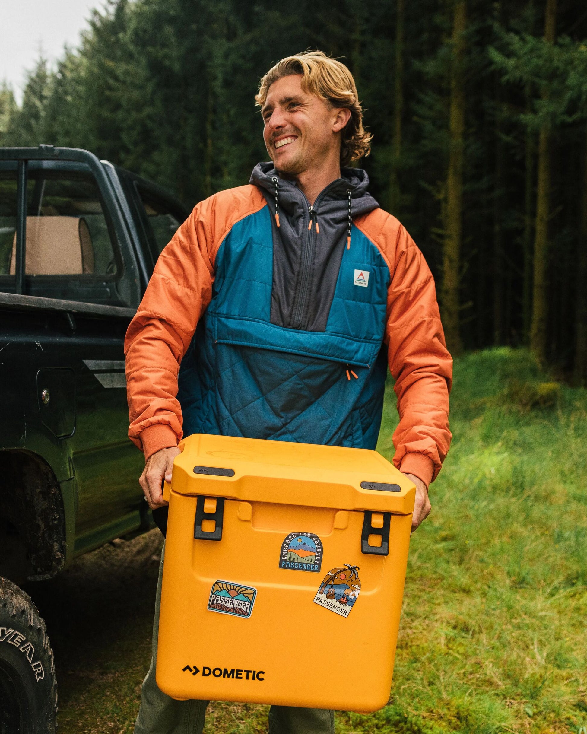 Oceanic Recycled Insulated 1/2 Zip Jacket - Tidal Blue/Burnt Orange - Lifestyle