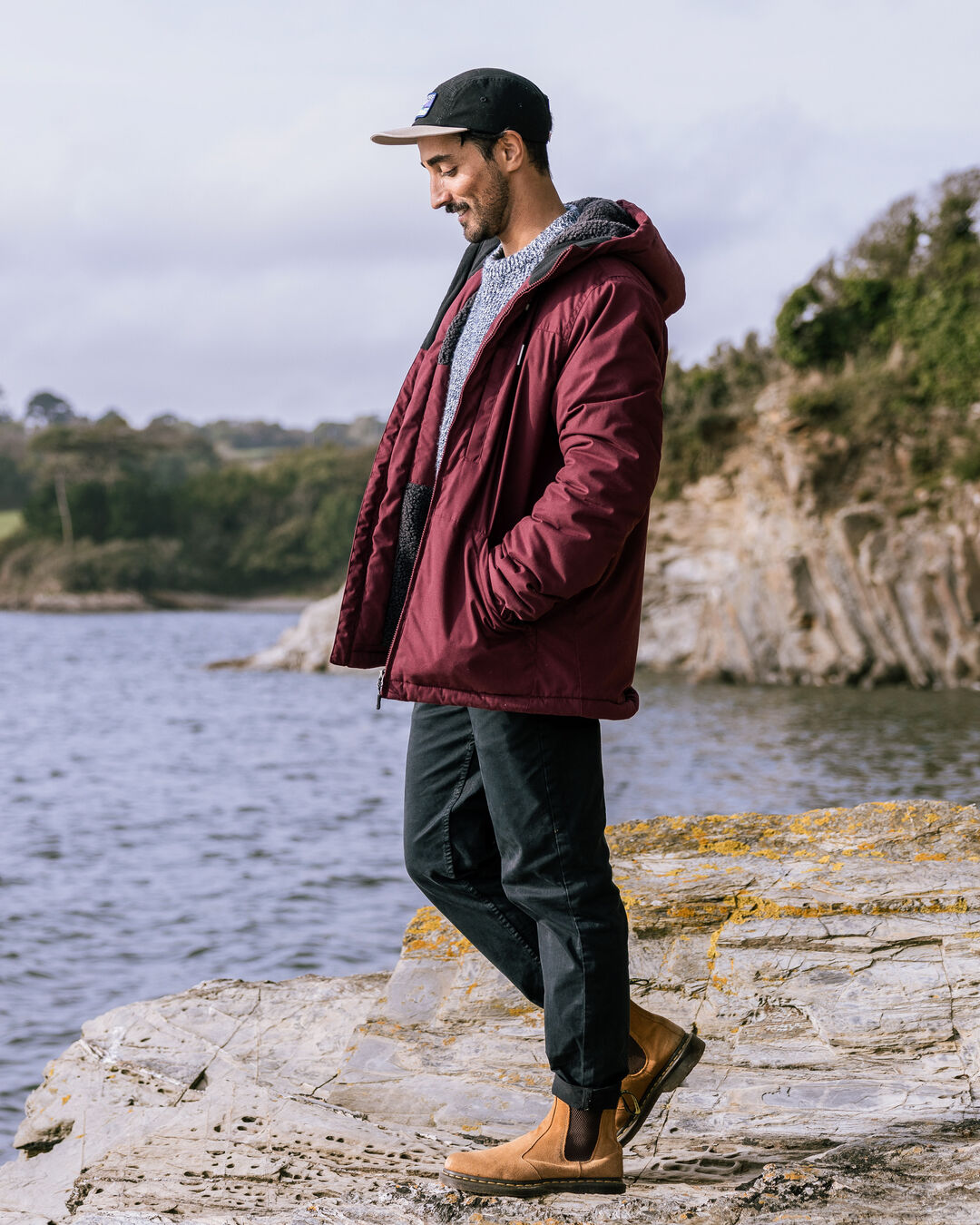 Discover Recycled Sherpa Lined Jacket - Wine - Lifestyle