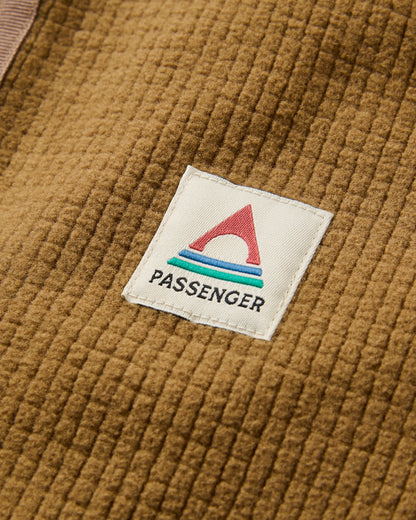 Off Trail Recycled Grid Polar Fleece - Caramel/Birch - Flatlay