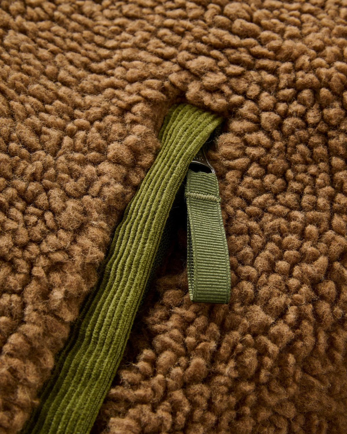Trekker Hooded Deep Pile Sherpa Jacket - Caramel - Flatlay