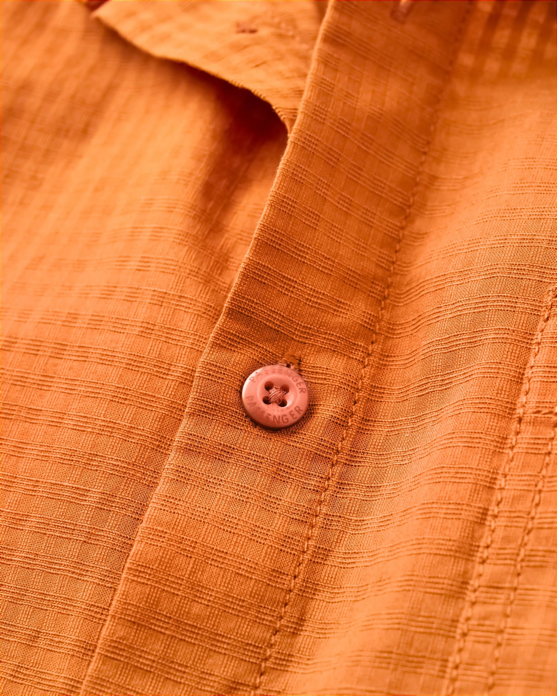 Chill Textured Short Sleeve Shirt - Sunset Orange - Flatlay