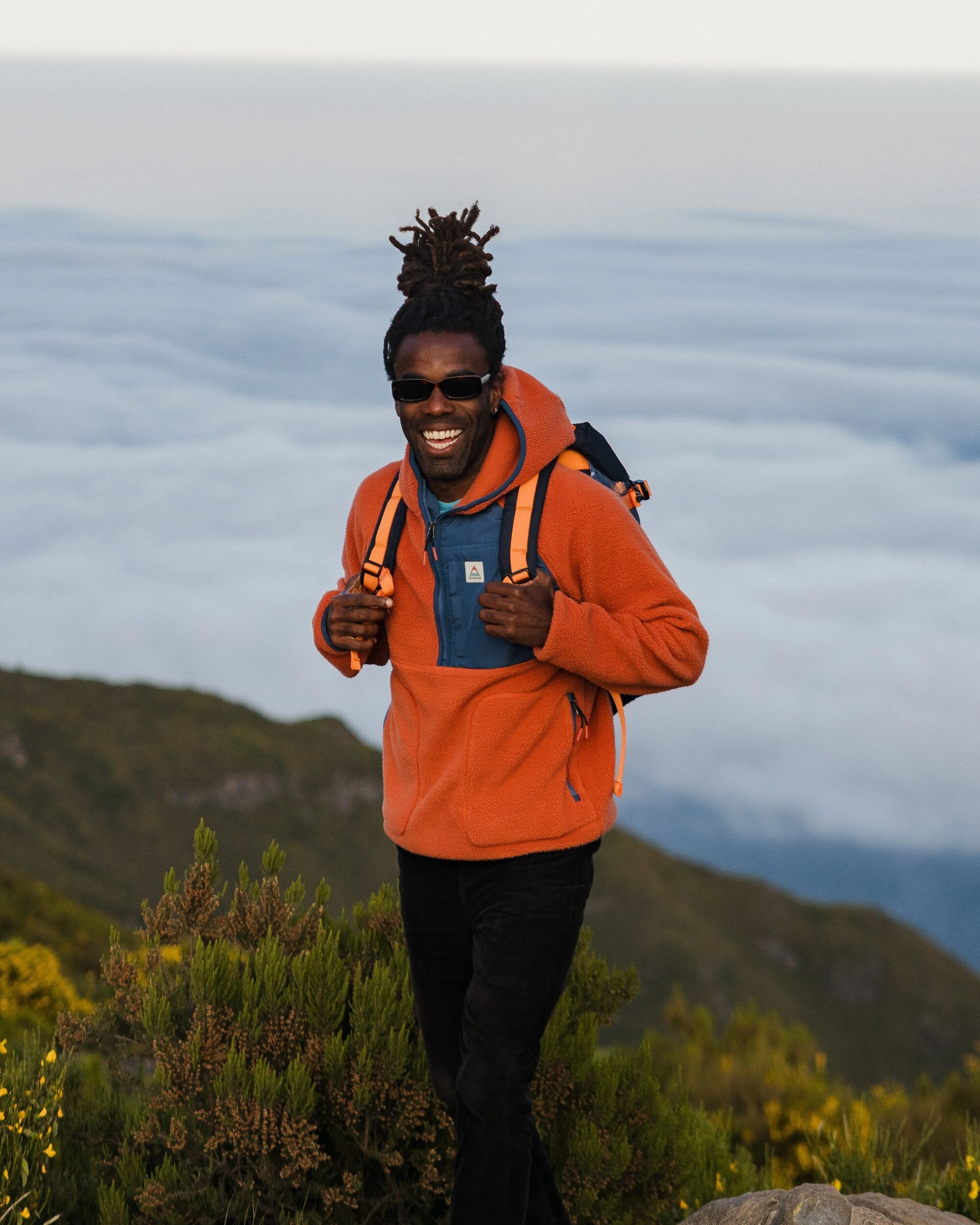 Ventura 1/2 Zip Recycled Sherpa Fleece - Baked Clay - Lifestyle