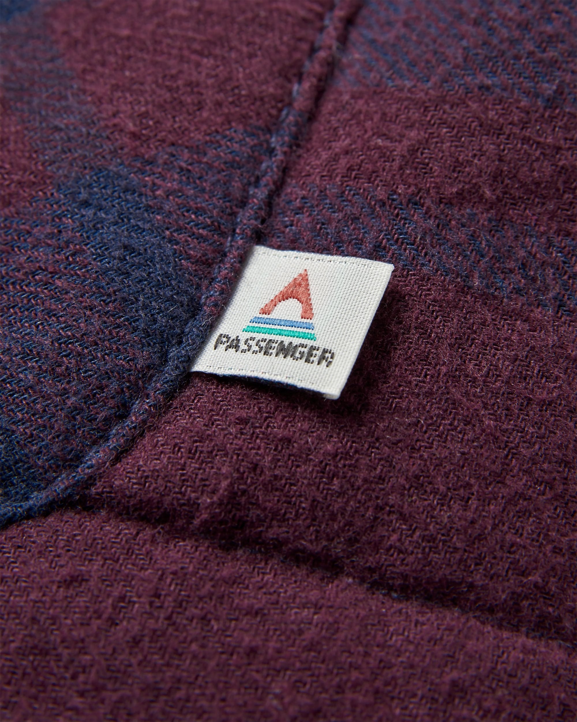 Taranaki Quilted Overshirt - Deep Plum/Deep Navy Check - Flatlay