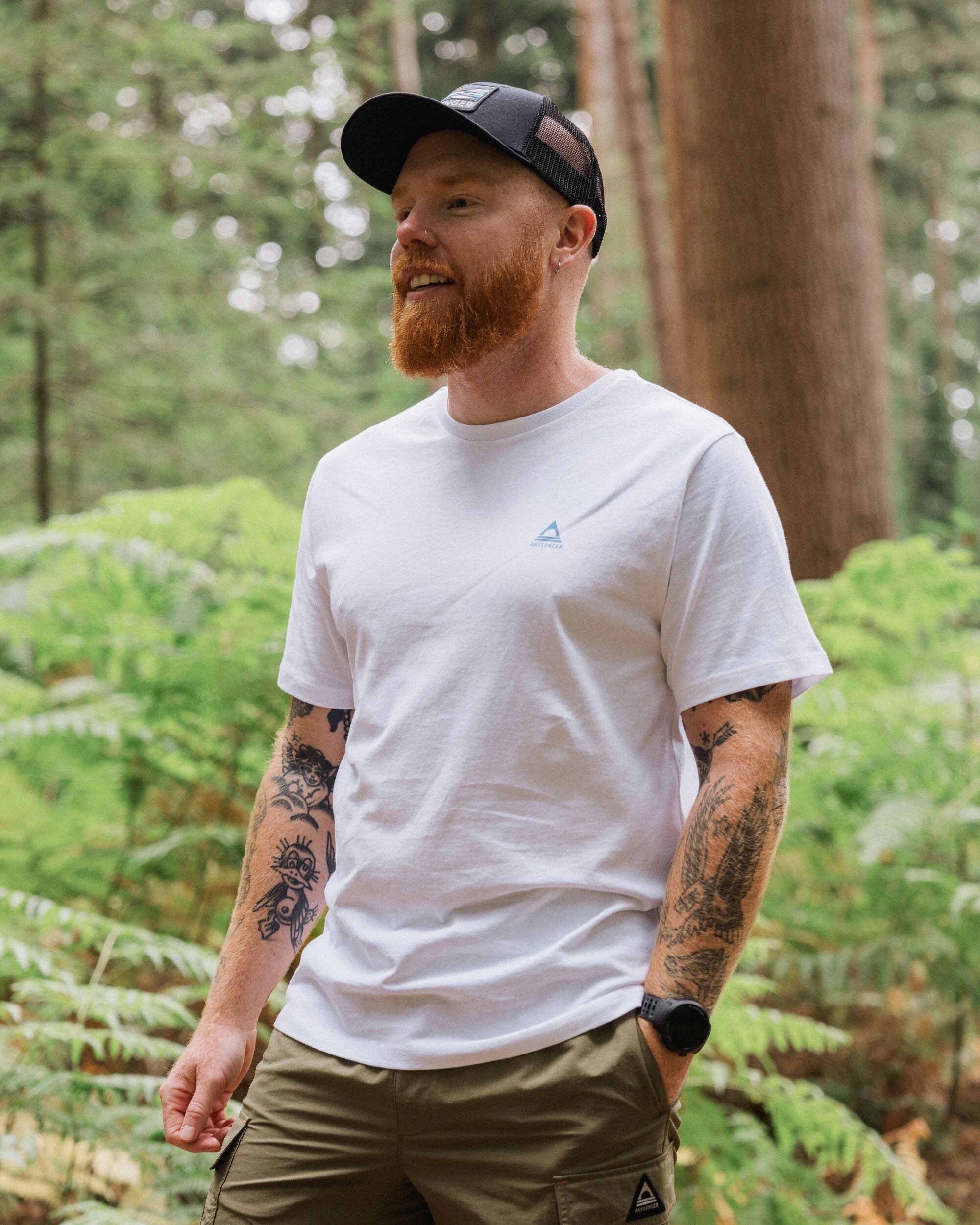 Roam Recycled Cotton T-Shirt - White - Lifestyle