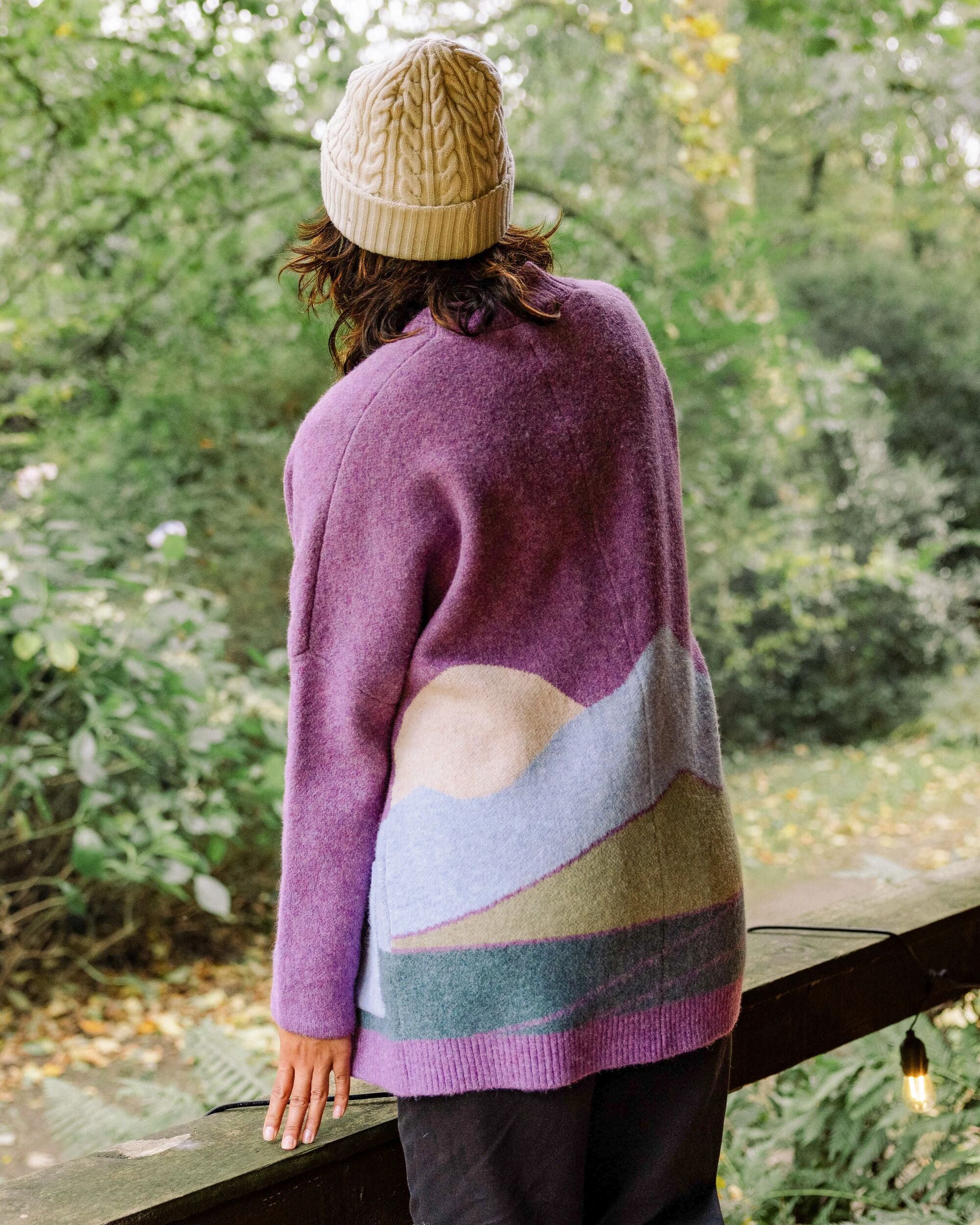 Vista Recycled Knitted Cardigan - Rhubarb - Lifestyle