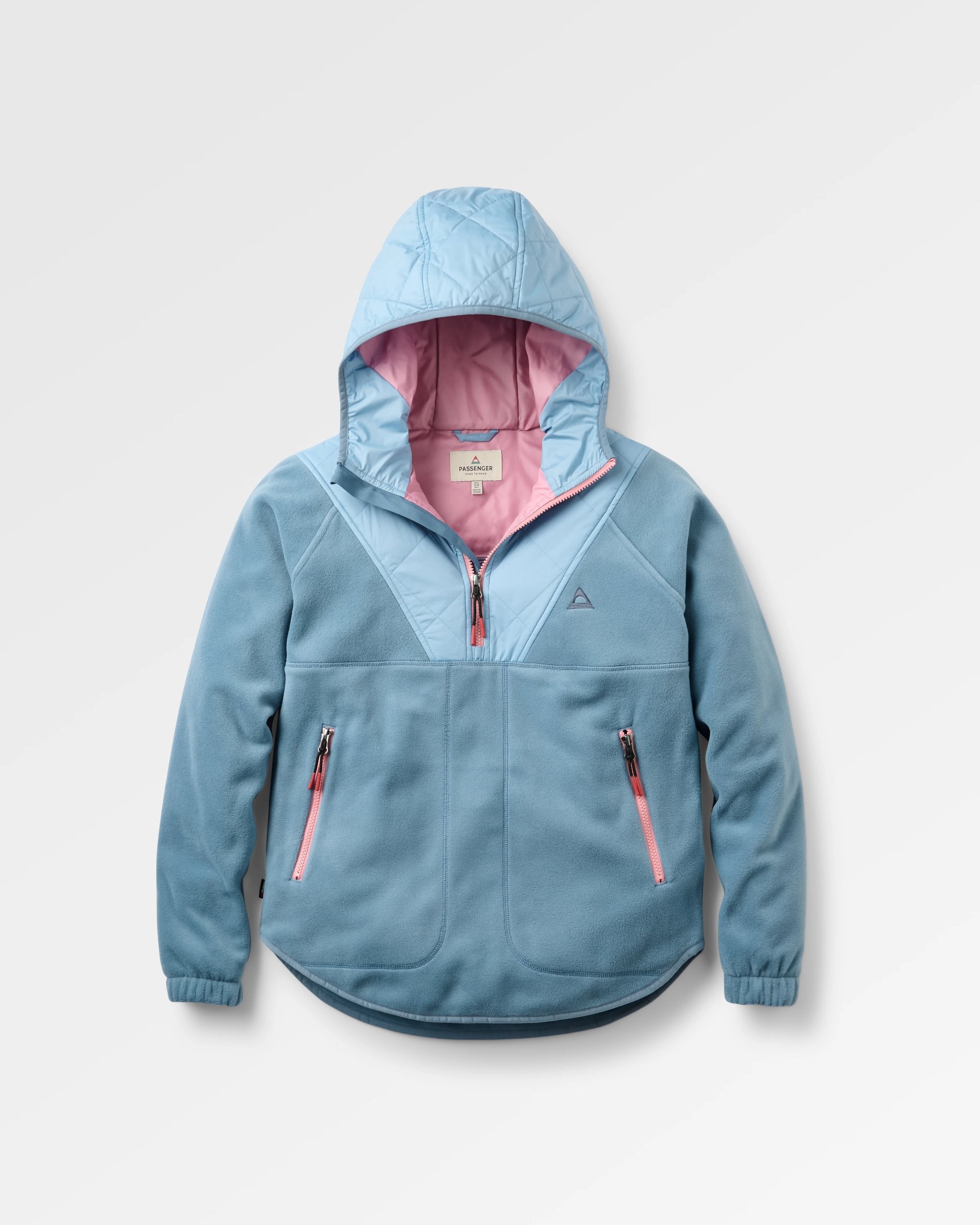 Beaumont Polar Hooded Fleece - Faded Denim - Flatlay