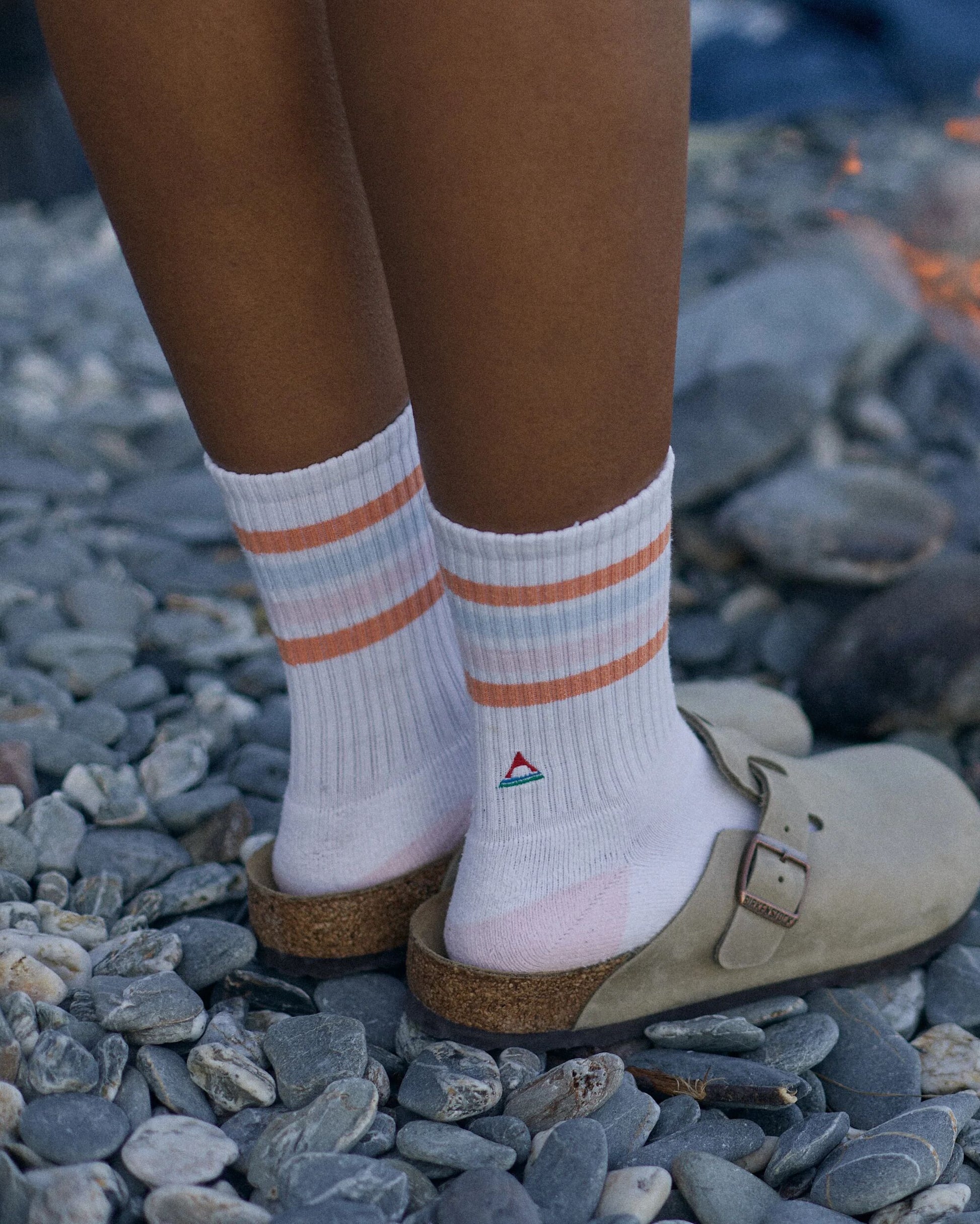 Organic Midweight Crew Socks - White - Lifestyle