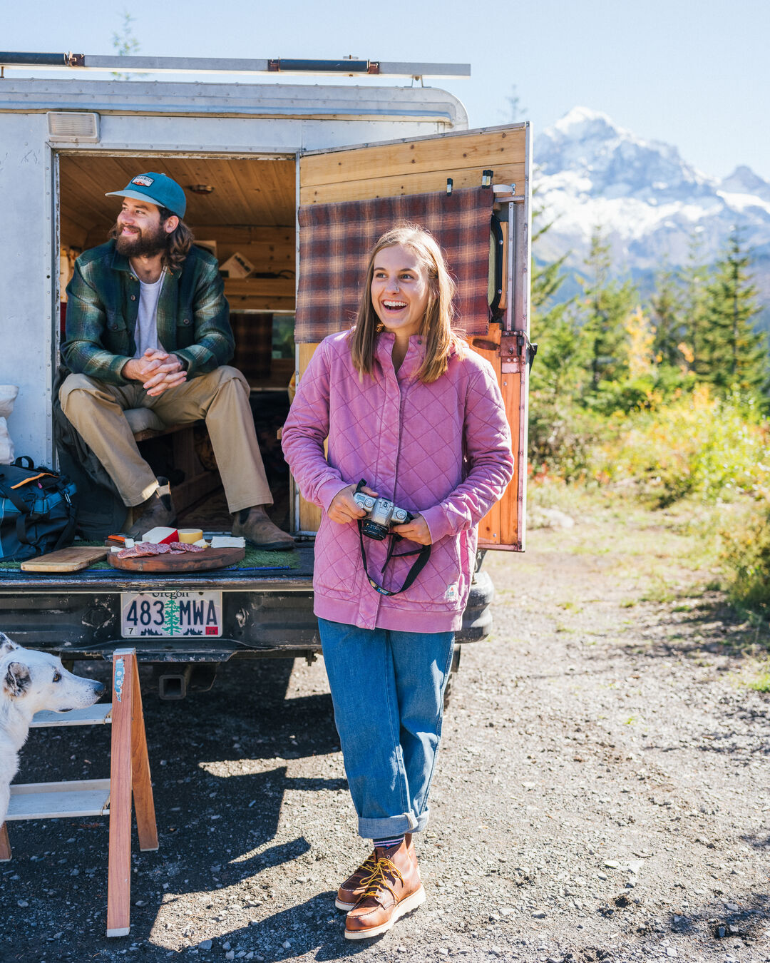 Clementine Recycled Quilted Popper Up Hoodie - Mauve Haze - Lifestyle