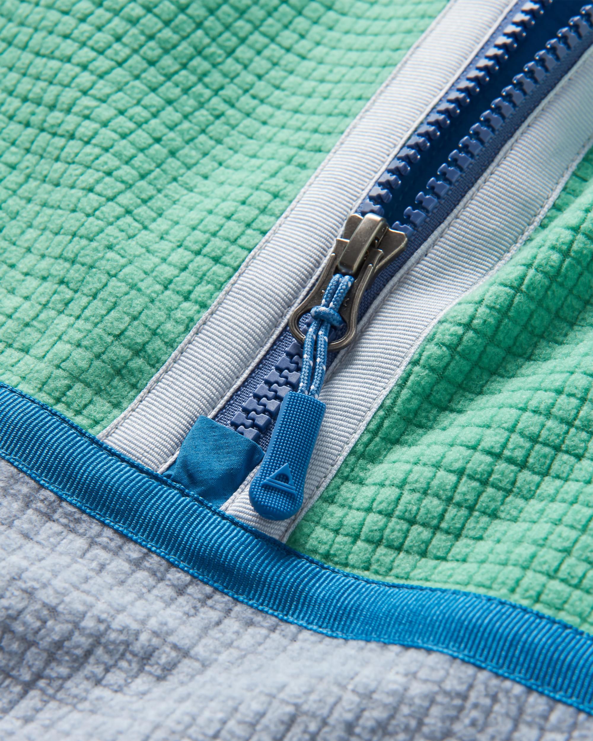 Overlook Recycled Grid Polar Fleece - Green Spruce/Grey Marl - Flatlay