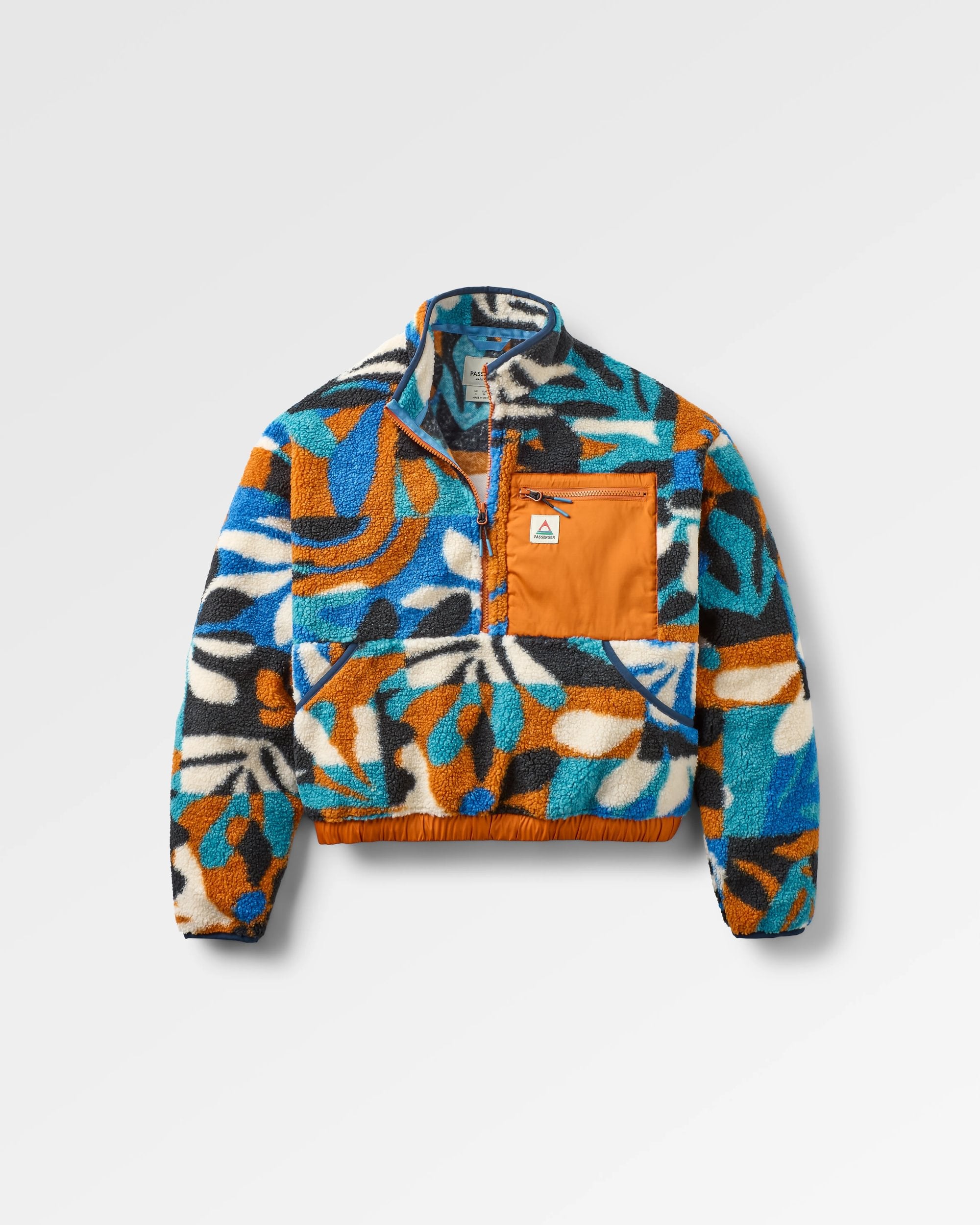 Ravi Recycled Sherpa Fleece - Mountain Foliage Blue - Flatlay