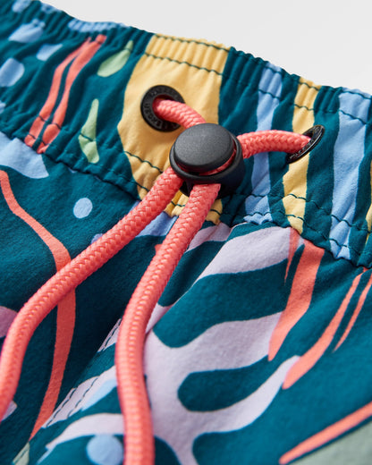 Way Out Short - Abstract Seaweed Tidal Blue - Flatlay