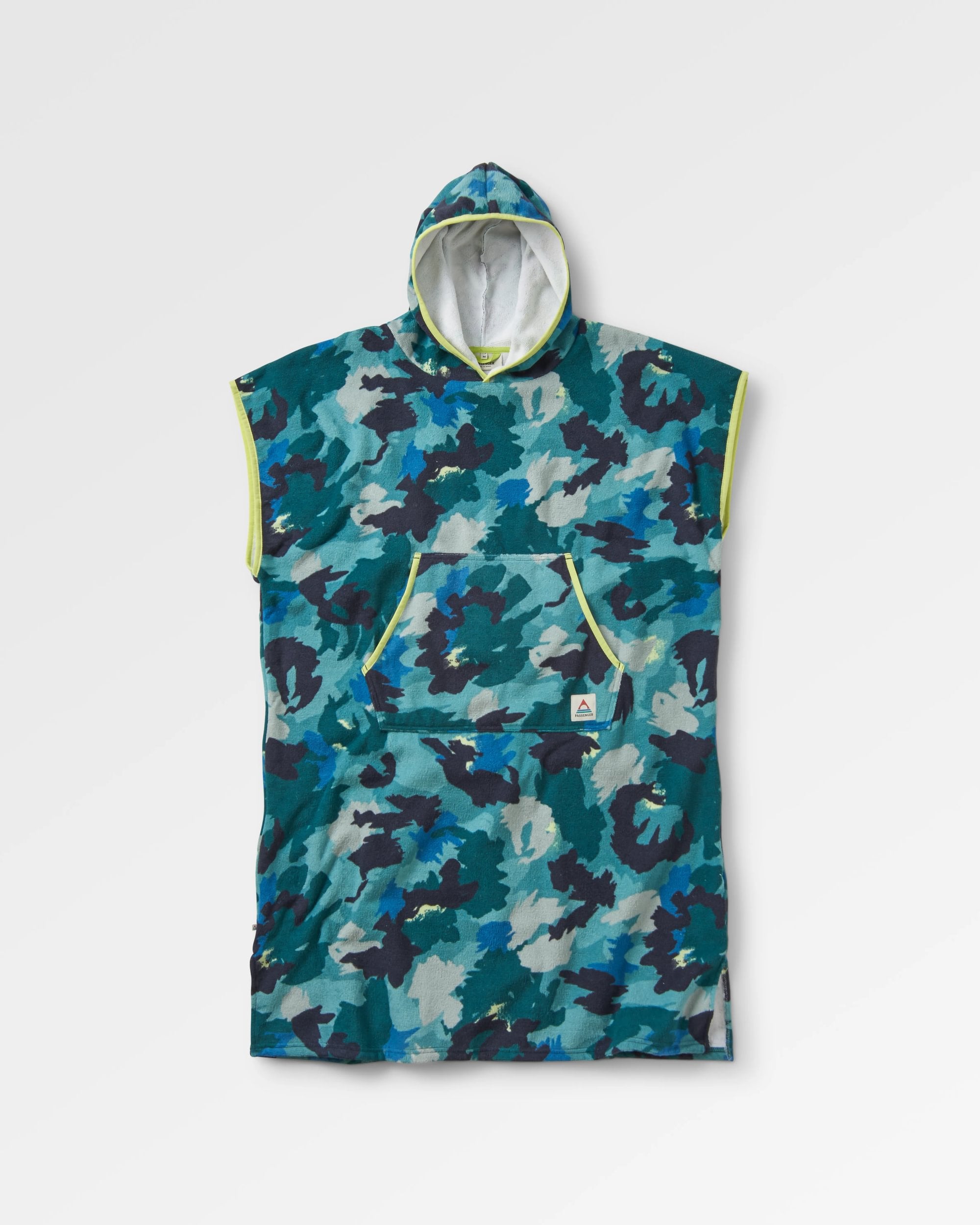 Tulum Recycled Towel Poncho - Alpine Camo Khaki - Flatlay