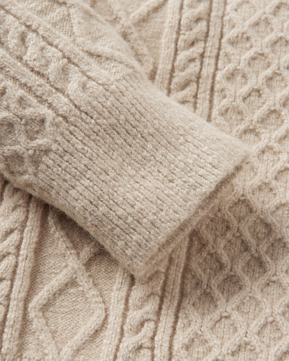 Sandbar Cable Knitted Jumper - Stone - Flatlay