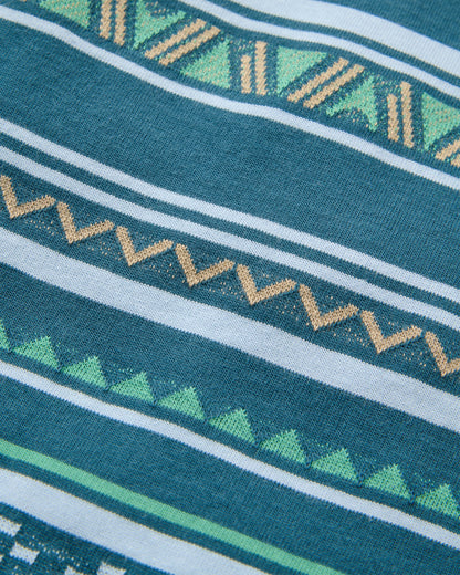 Mellower Jacquard Relaxed Fit T-shirt - Geo Stripe Mediterranean - Flatlay