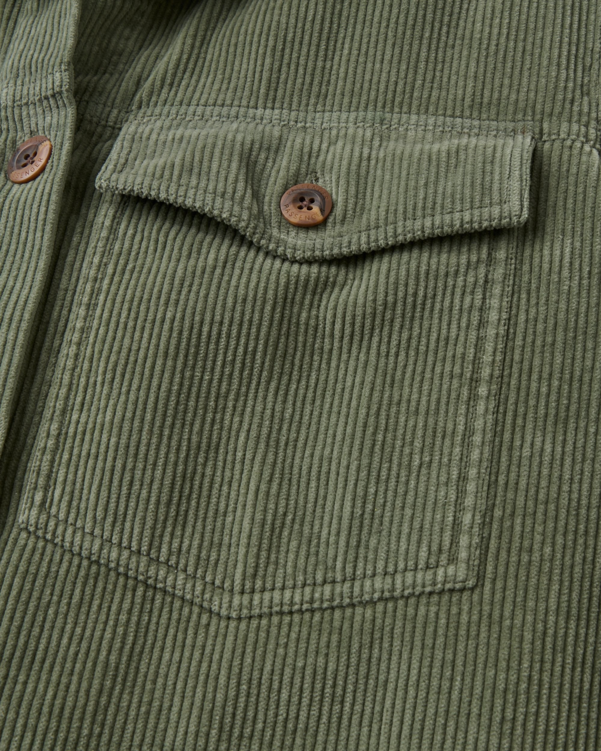 Stella Cord Shirt Dress - Dusty Olive - Flatlay