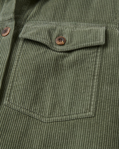 Stella Cord Shirt Dress - Dusty Olive - Flatlay