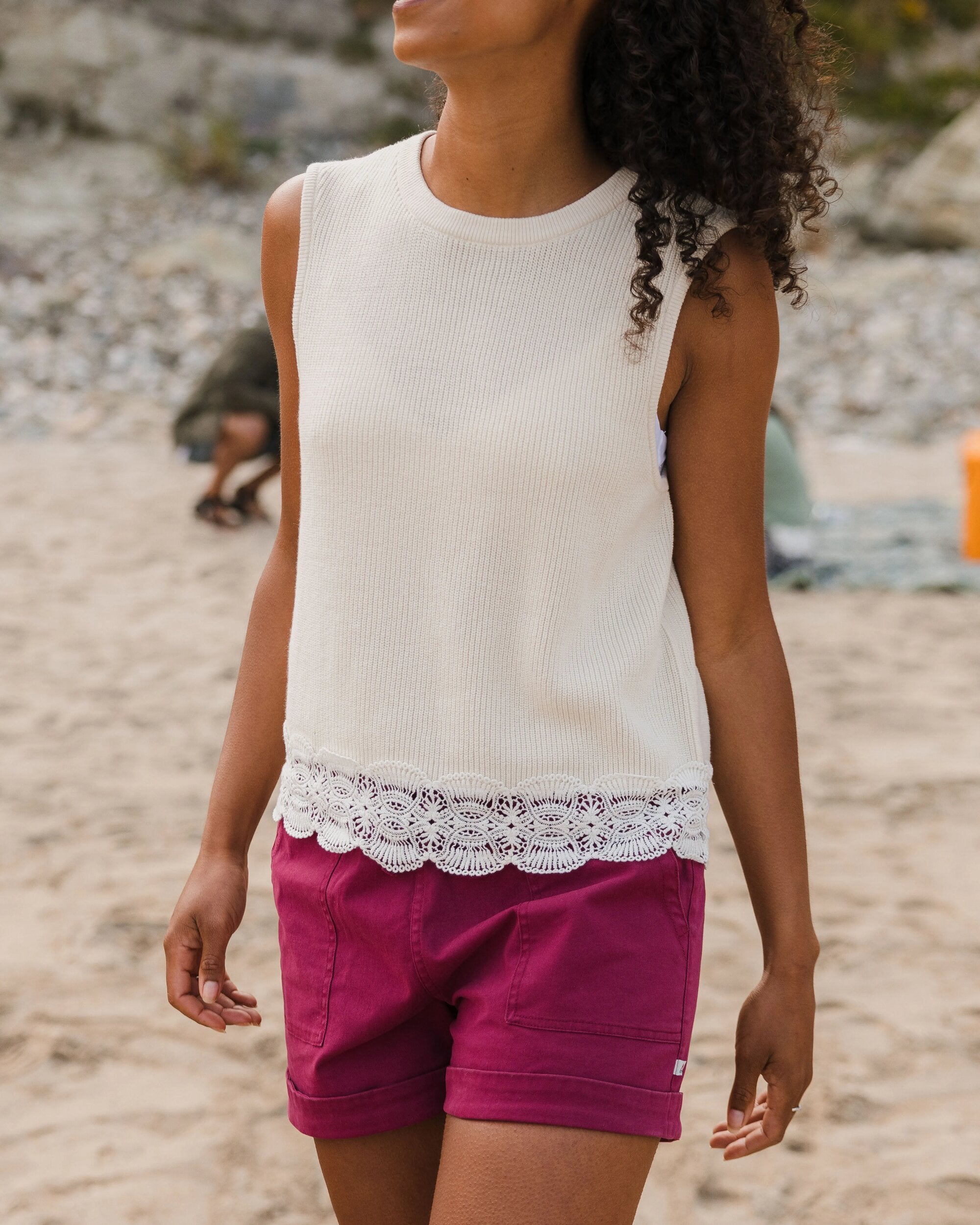 Vintage Organic Knitted Vest - Birch - Lifestyle