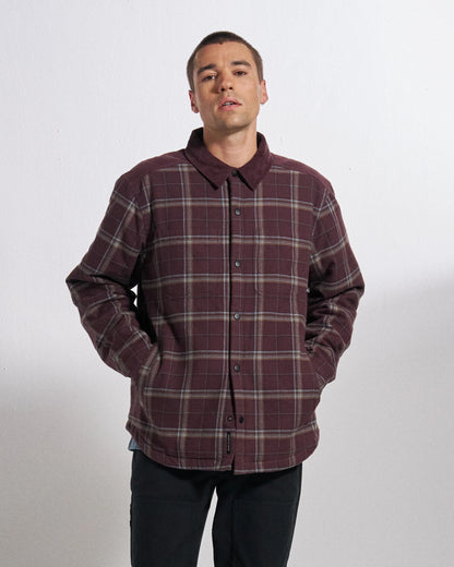 Kodiak Sherpa Lined Overshirt - Brambleberry Check - Studio Model