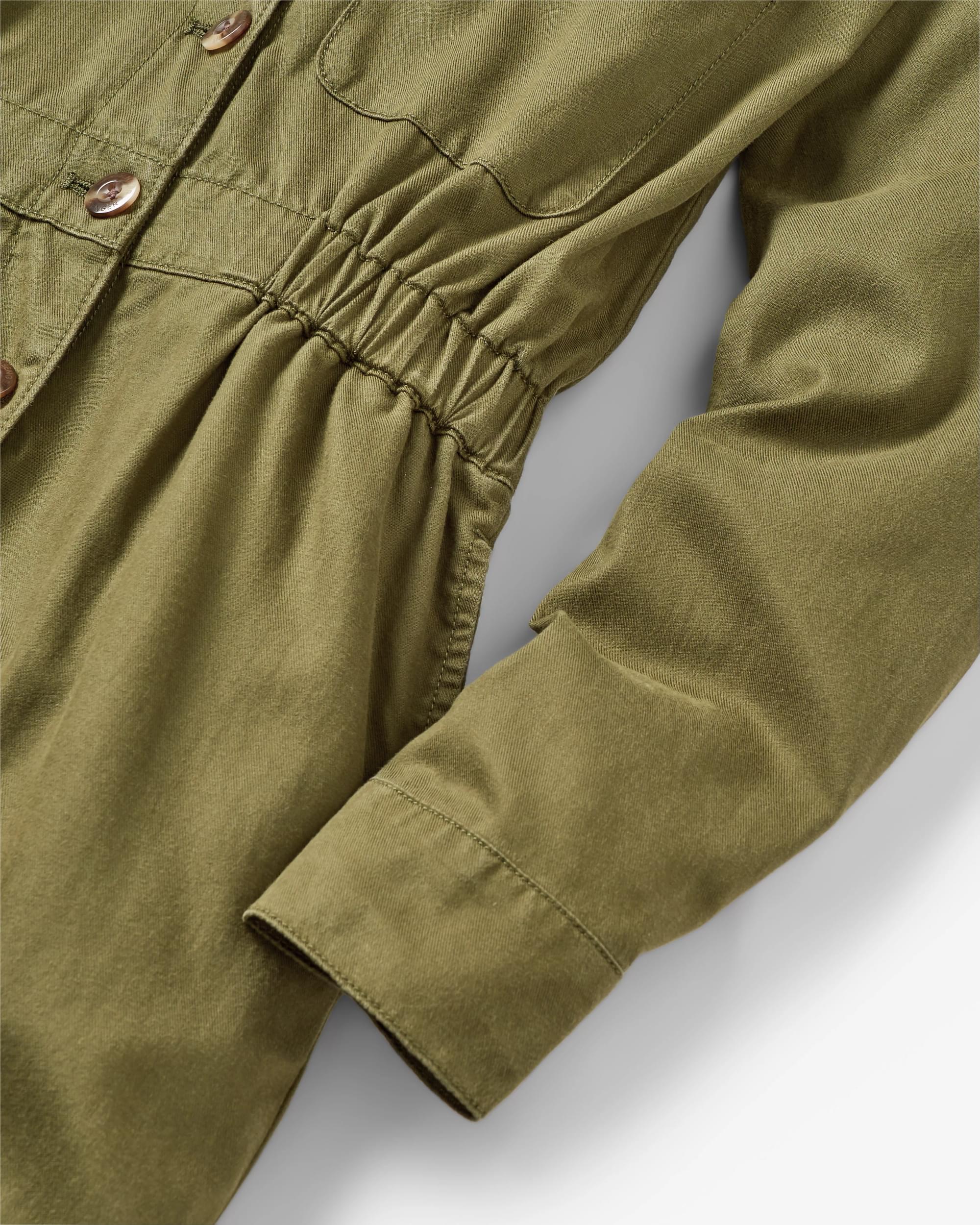 Resonate Boiler Suit - KhakiResonate Organic Cotton Boiler Suit - Khaki - Flatlay