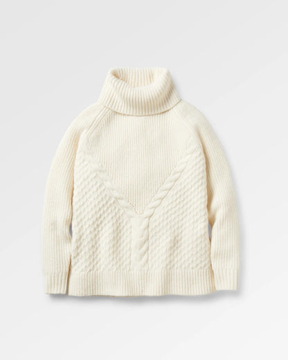 Snuggle Recycled Knitted Polo Neck - Off White - Flatlay