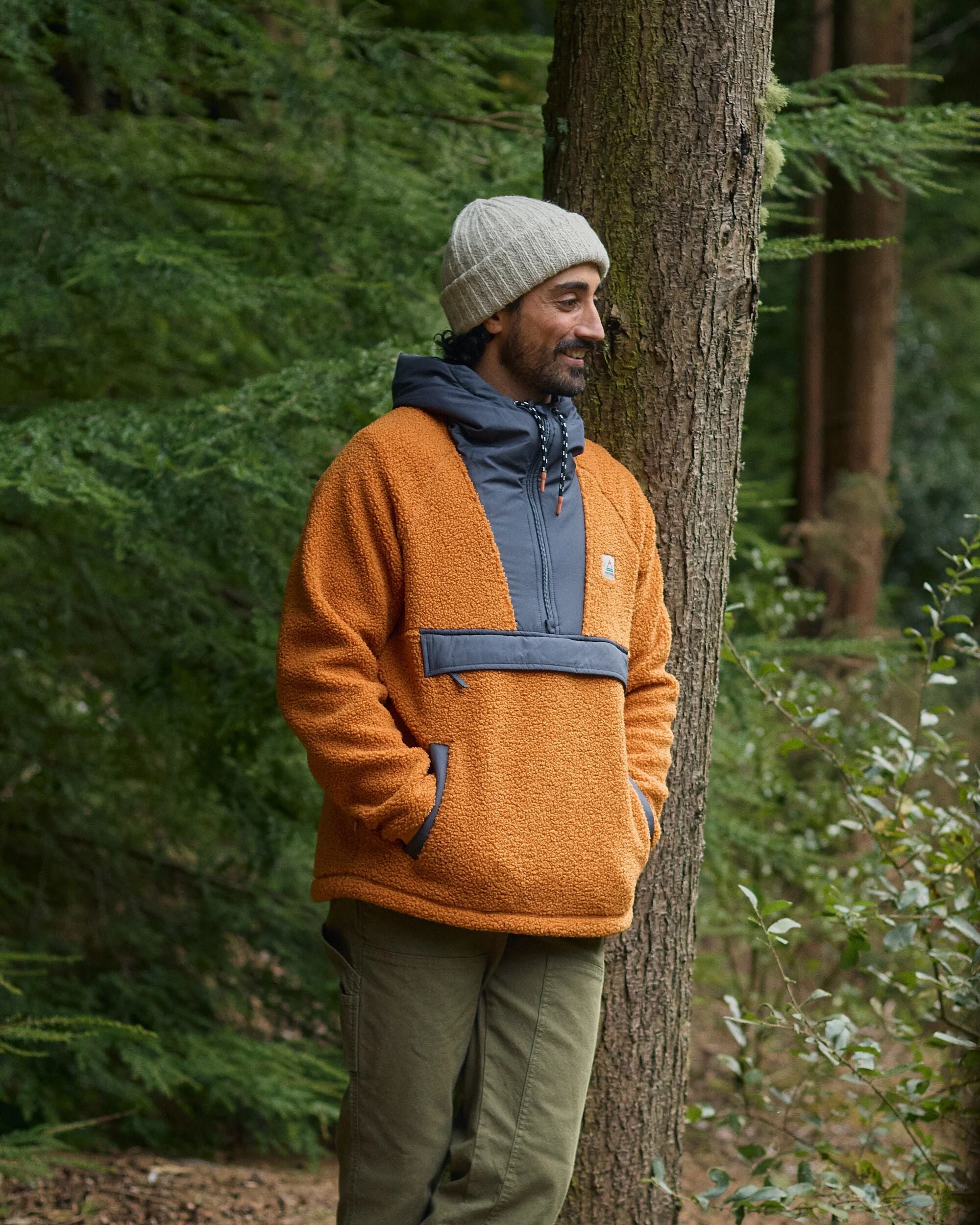 Woodland Recycled Polar-lined Sherpa Fleece - Retro Orange - Lifestyle
