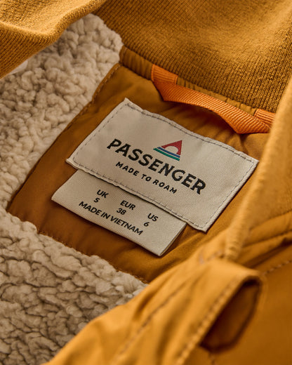 Lucia Sherpa Lined Bomber Jacket - Golden Brown - Flatlay