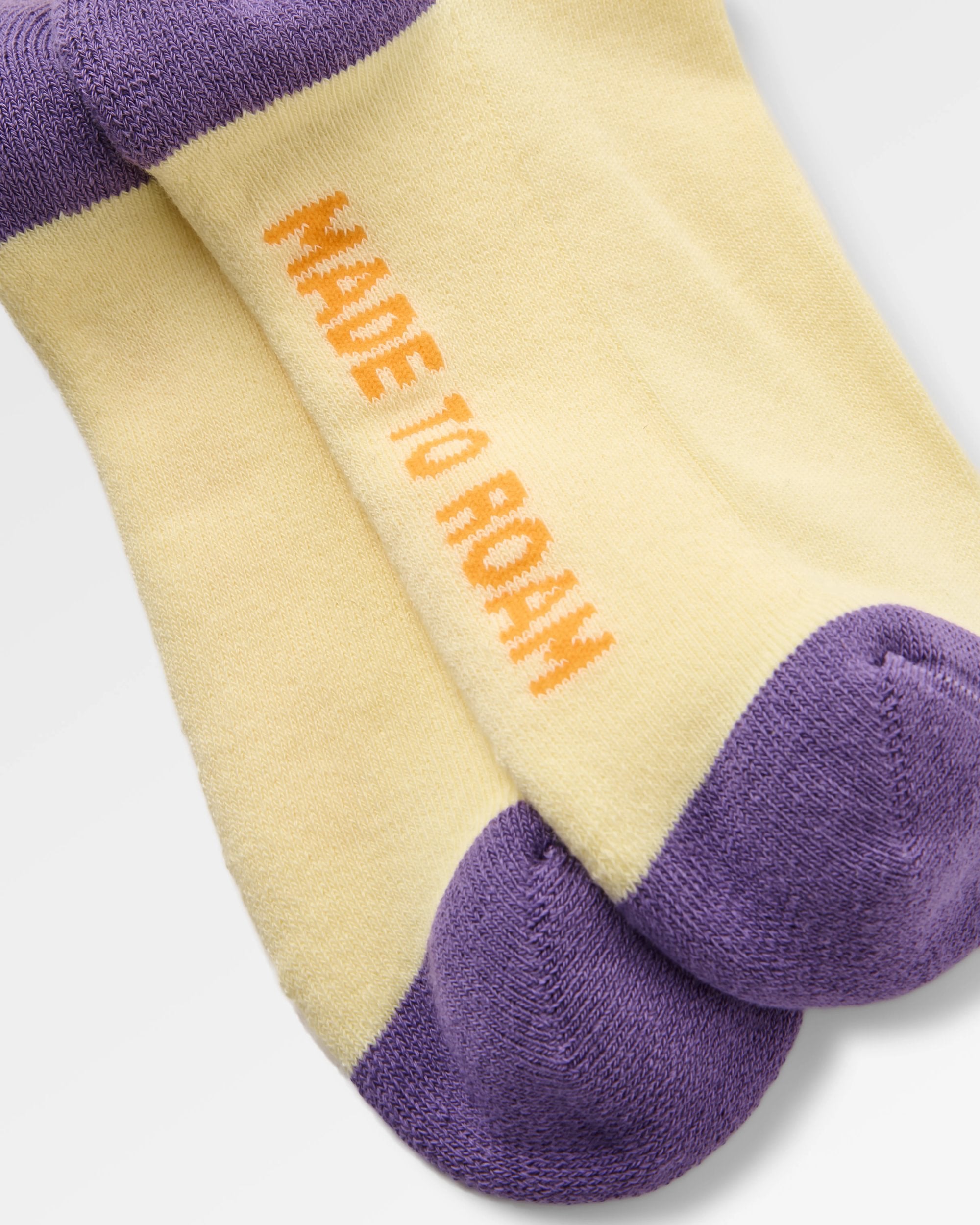 Organic Midweight Crew Socks - Pale Yellow - Flatlay