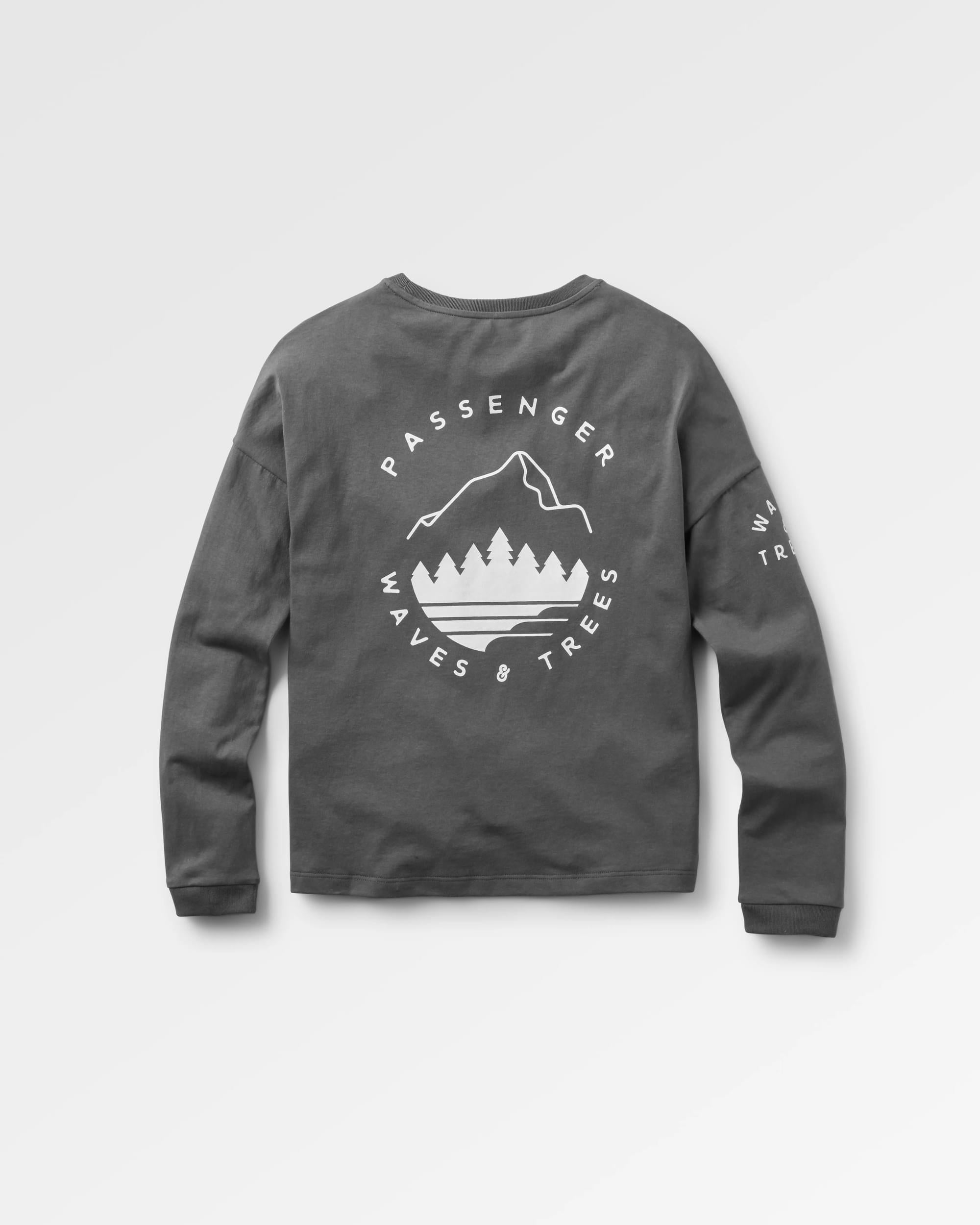 Big Leaf Recycled LS T-Shirt - Faded Black - Flatlay