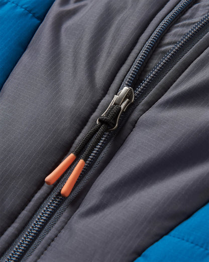 Oceanic Recycled Insulated 1/2 Zip Jacket - Tidal Blue/Burnt Orange - Flatlay