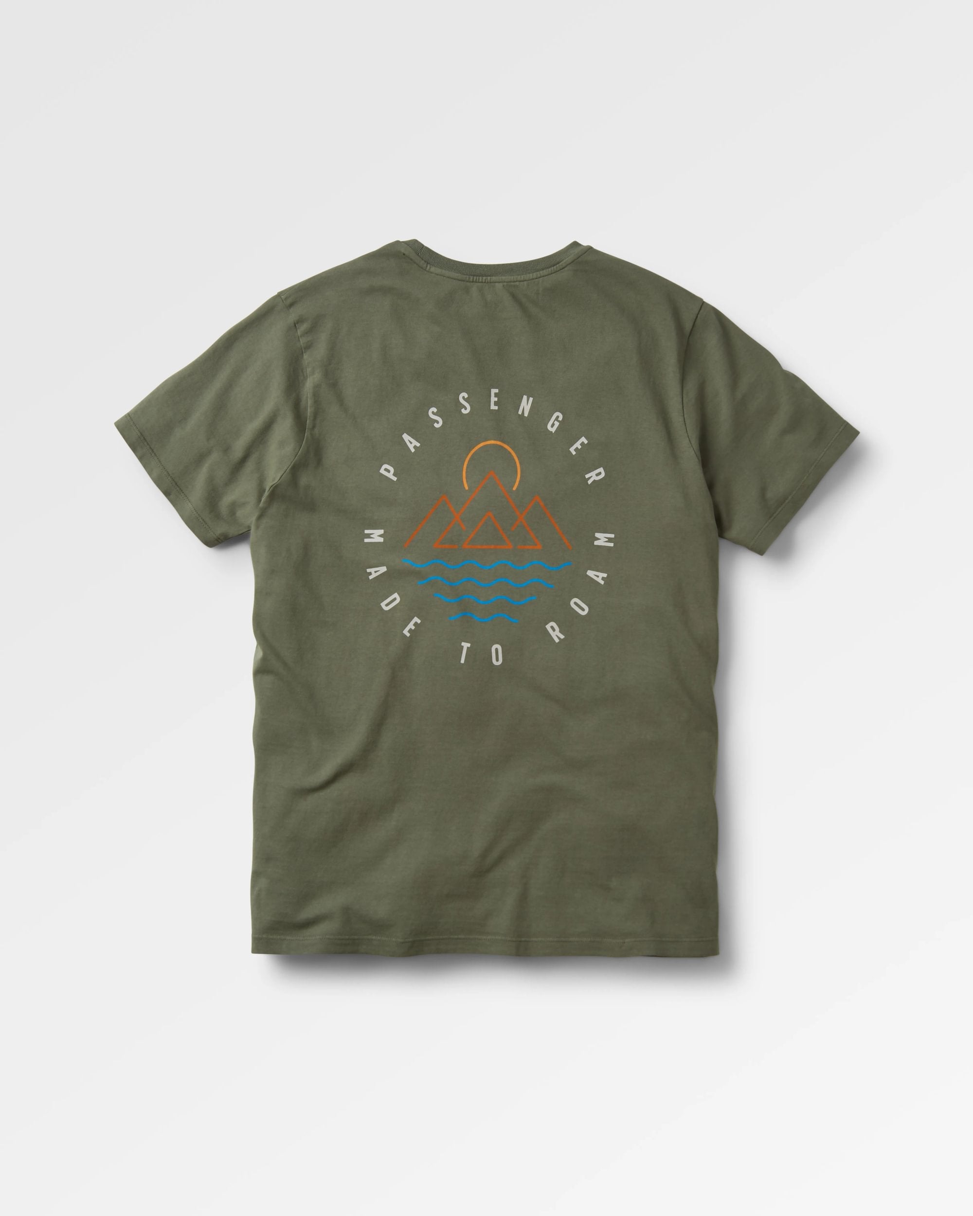Escapism Recycled Cotton T-Shirt - Dusty Olive - Flatlay