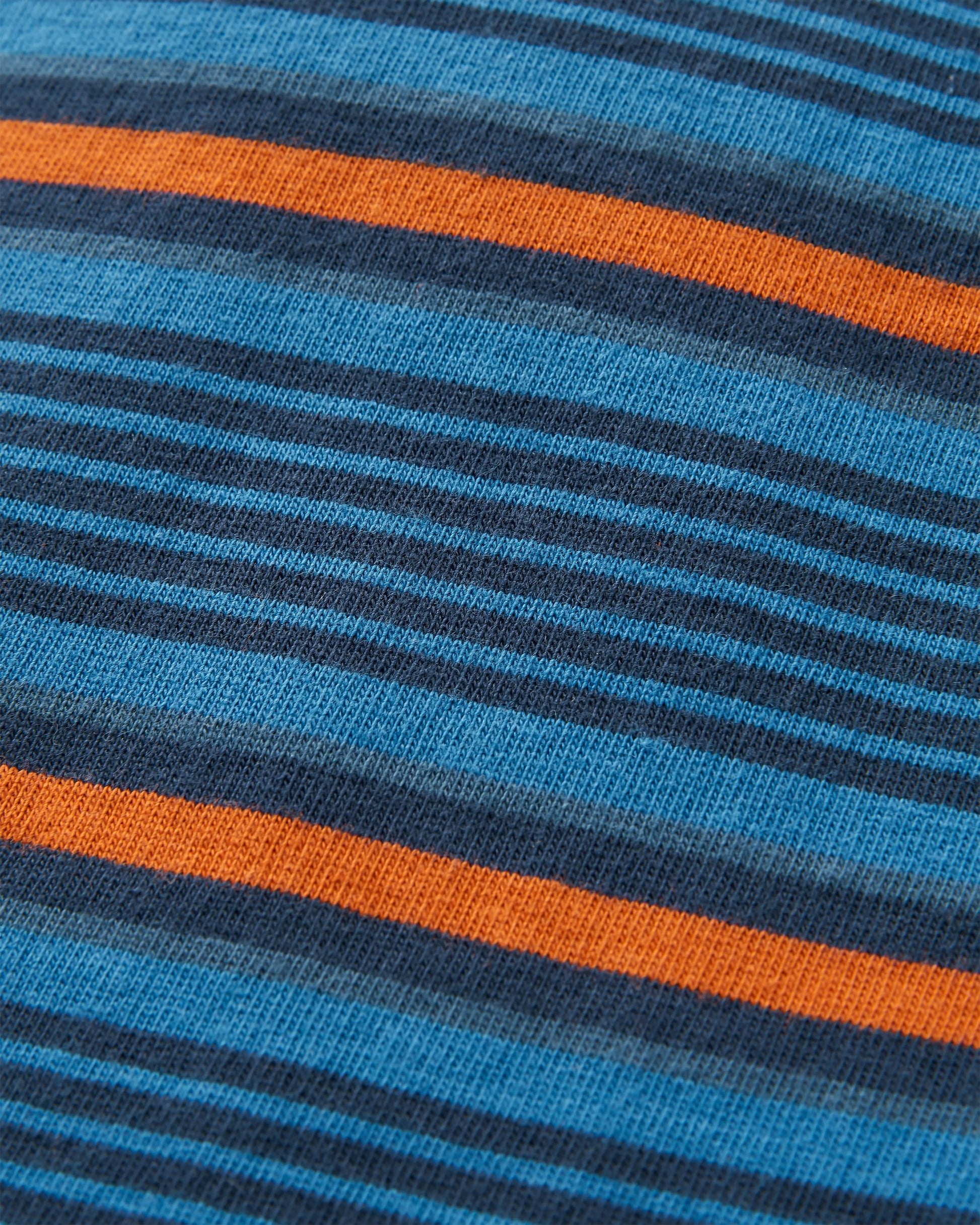Retro Recycled Cotton Relaxed Fit T-Shirt - Azure Blue Multi Stripe