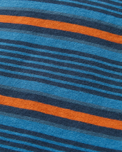 Retro Recycled Cotton Relaxed Fit T-Shirt - Azure Blue Multi Stripe