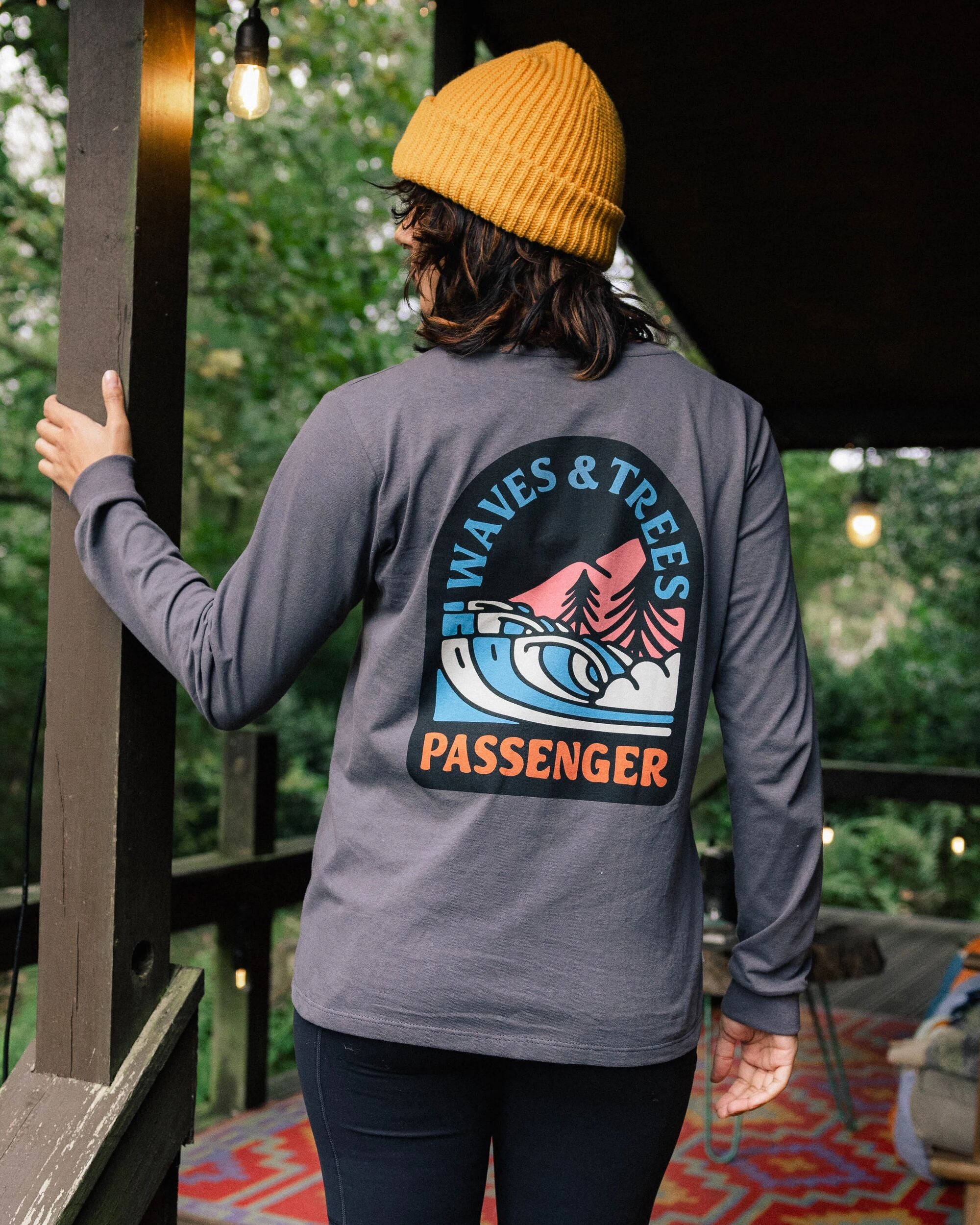 Waves & Trees Recycled LS T-Shirt - Charcoal - Lifestyle