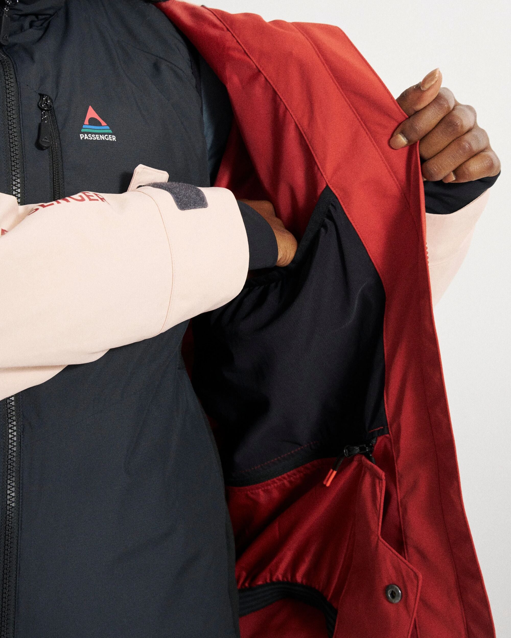 Snowscape Women's Recycled Jacket - Red Ochre/Blush - Studio Model