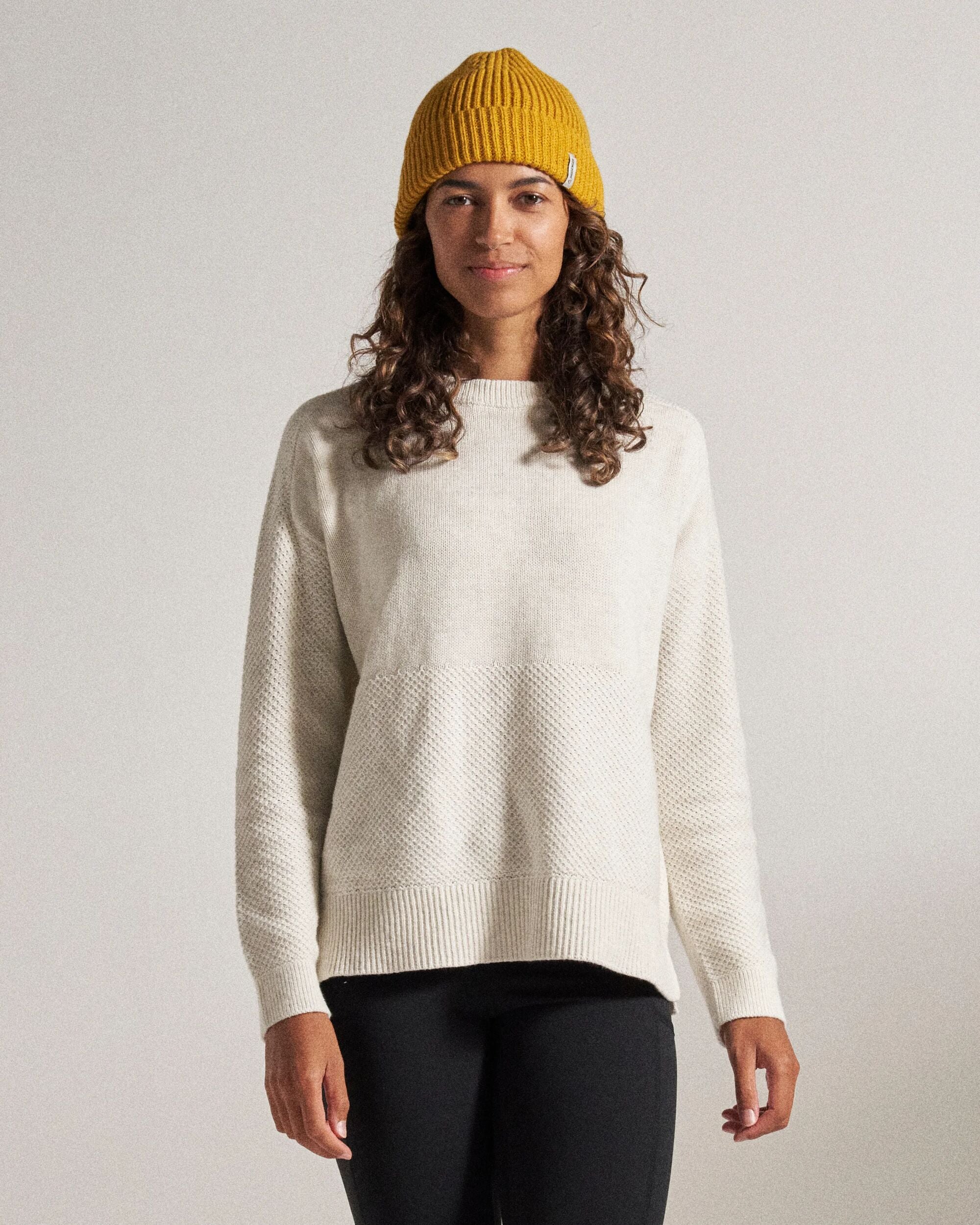 Cove Organic Cotton Knitted Jumper - Off White - Studio Model