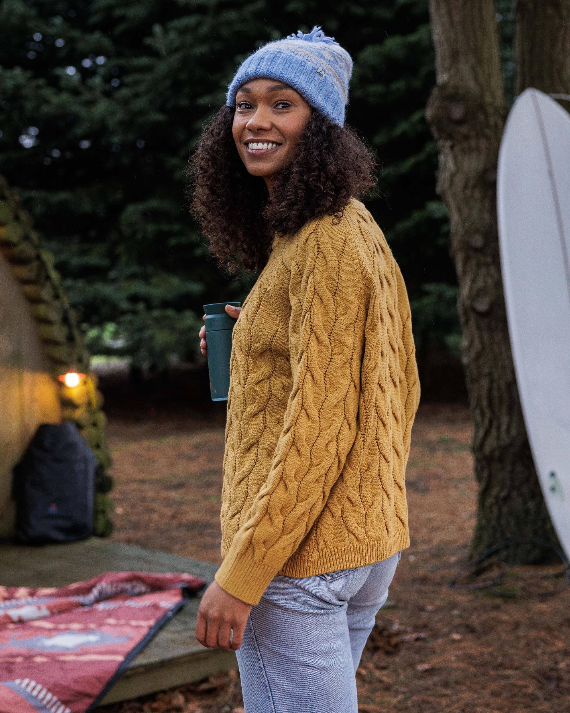 Comfort Organic Knitted Jumper - Mustard Gold - Lifestyle