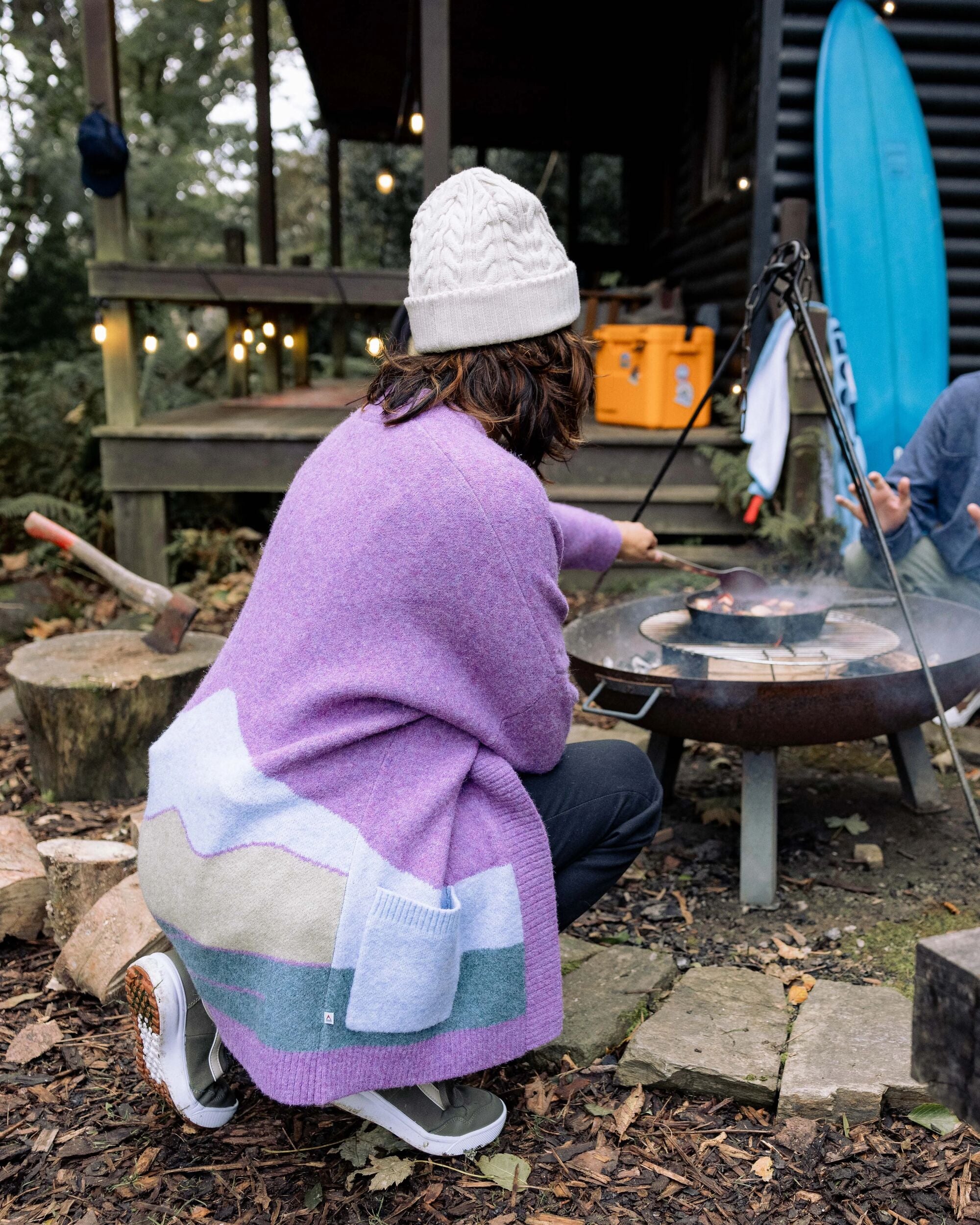 Vista Recycled Knitted Cardigan - Rhubarb - Lifestyle