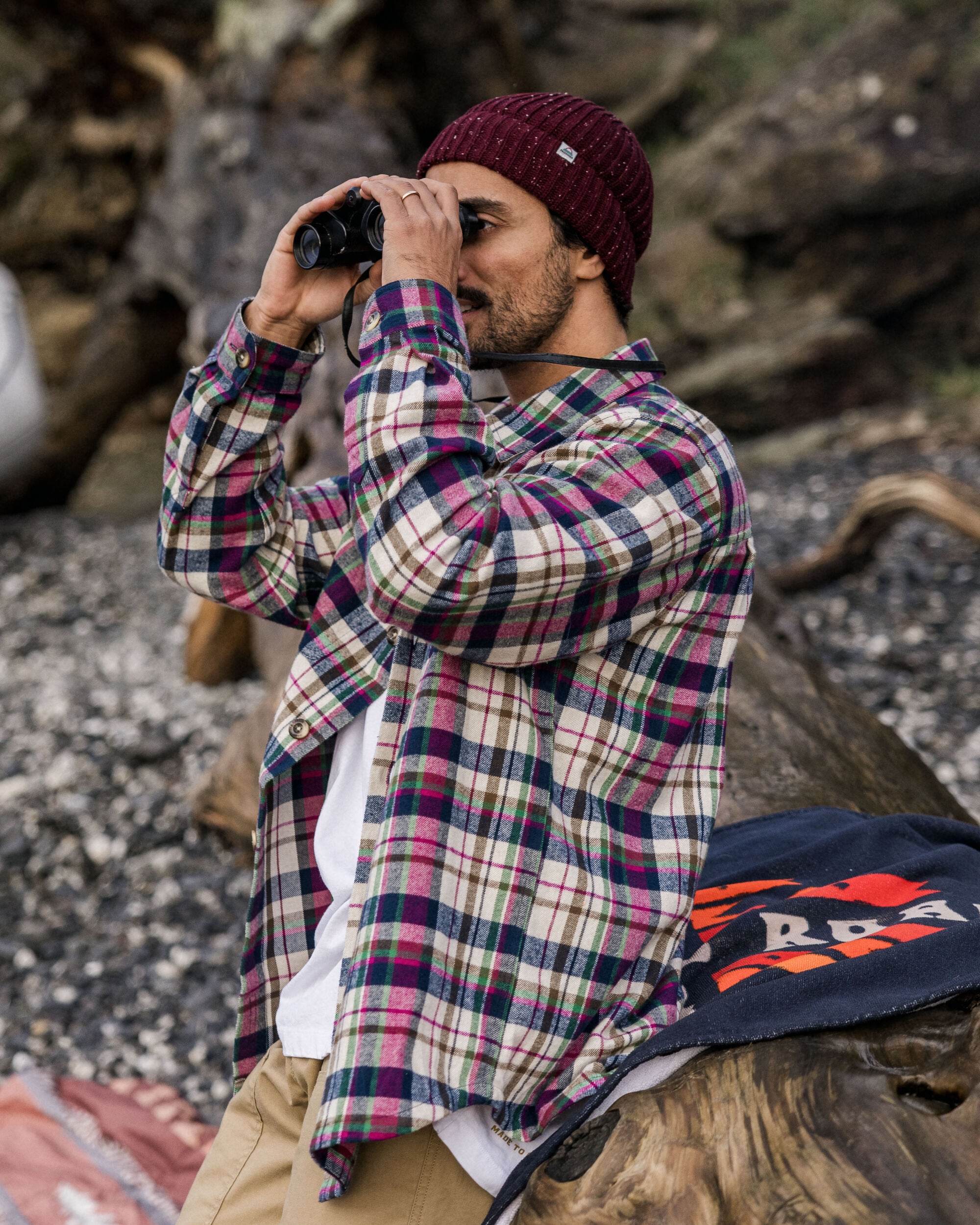 Rustic Organic Cotton Heavyweight Overshirt - Off White Check - Lifestyle