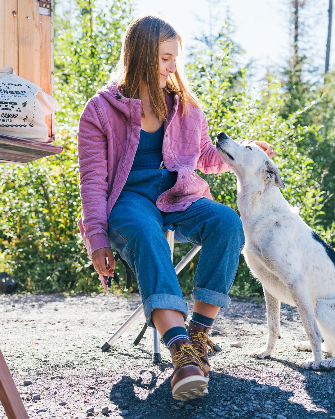 Clementine Recycled Quilted Popper Up Hoodie - Mauve Haze - Lifestyle