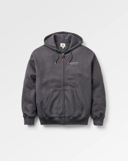 Slower Rhythms Full Zip Hoodie - Faded Black - Flatlay