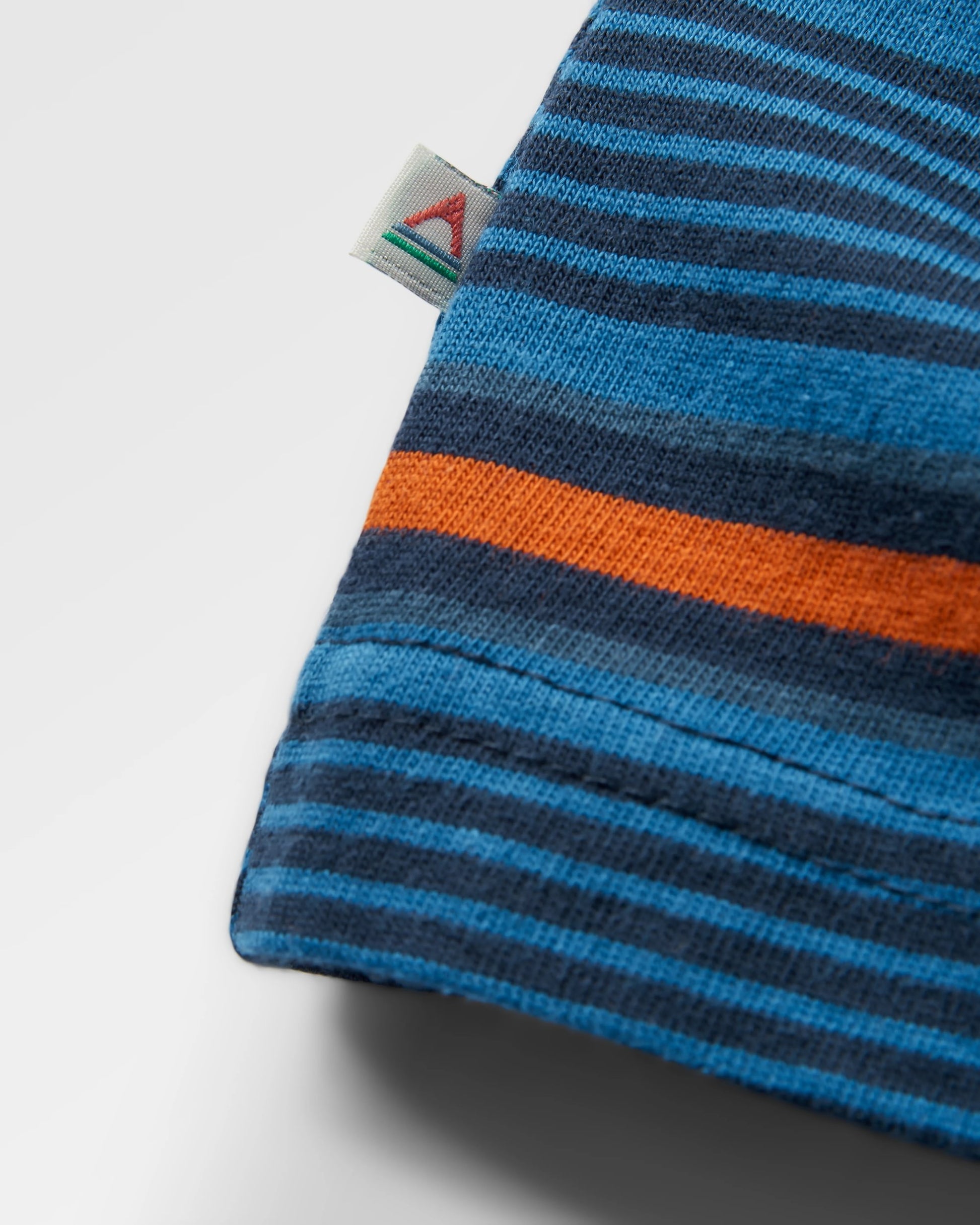 Retro Recycled Cotton Relaxed Fit T-Shirt - Azure Blue Multi Stripe