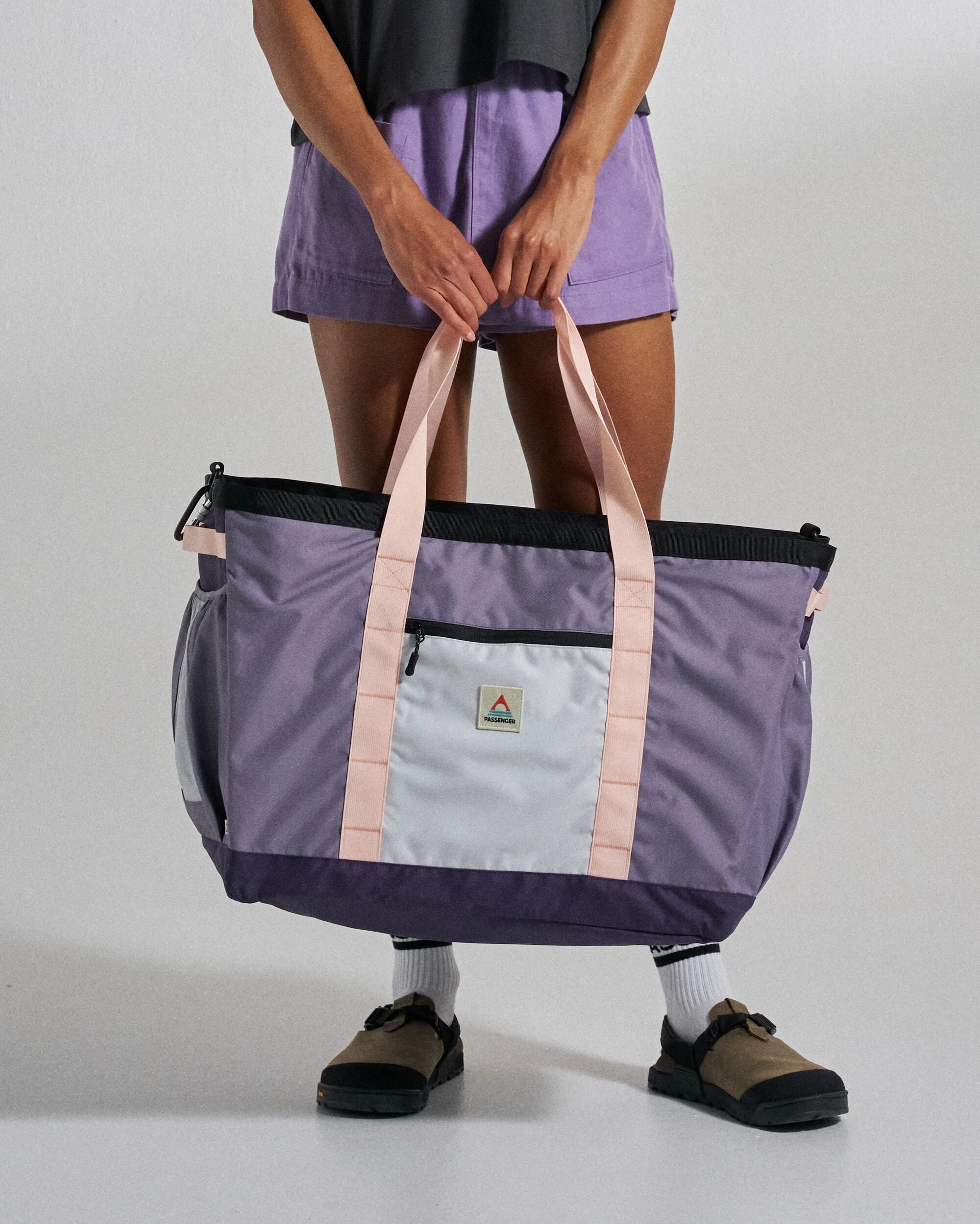 Boondocker Gear Tote 60L - Heather/ Deep Purple - Studio Model - Female