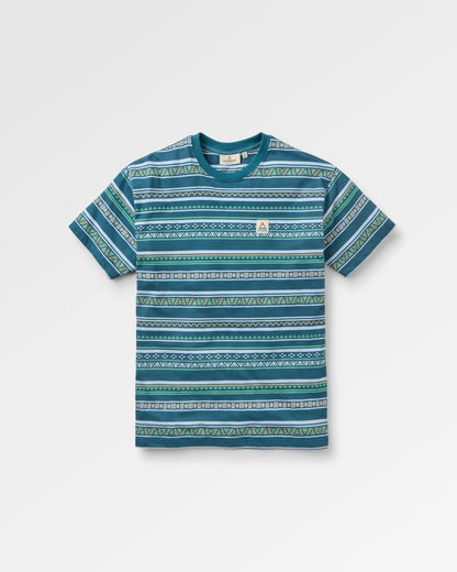 Mellower Jacquard Relaxed Fit T-shirt - Geo Stripe Mediterranean - Flatlay