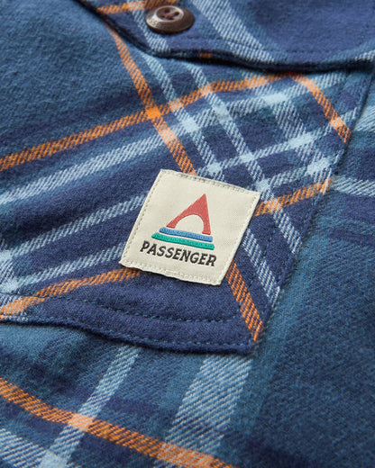 Stella Organic Cotton LS Shirt - Rich Navy/Faded Denim Check - Flatlay