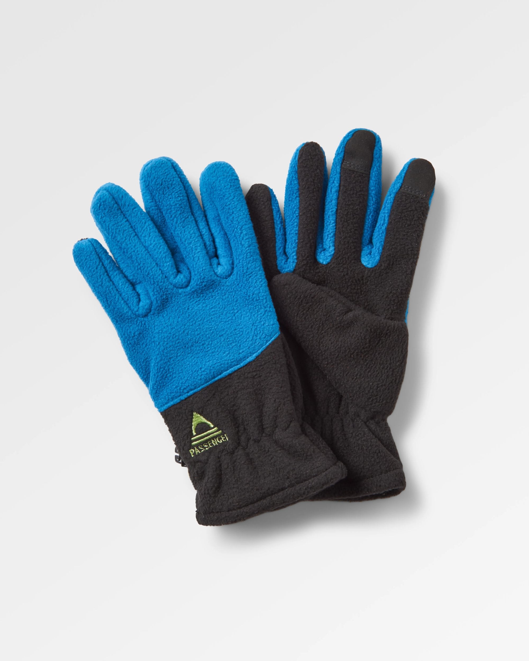 Daytrip Recycled Polar Fleece Touch Screen Gloves - Black/Tidal Blue - Flatlay