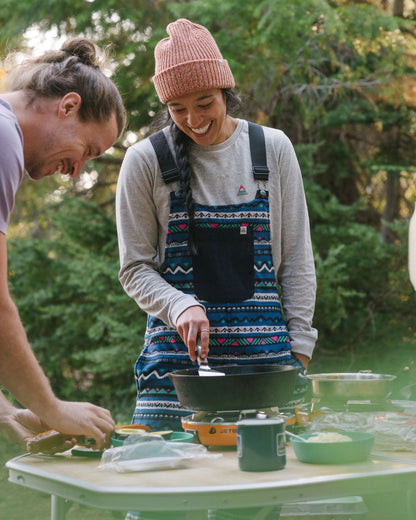 Ace Recycled Polar Fleece Dungarees - Mountain Geo Tidal Blue - Lifestyle