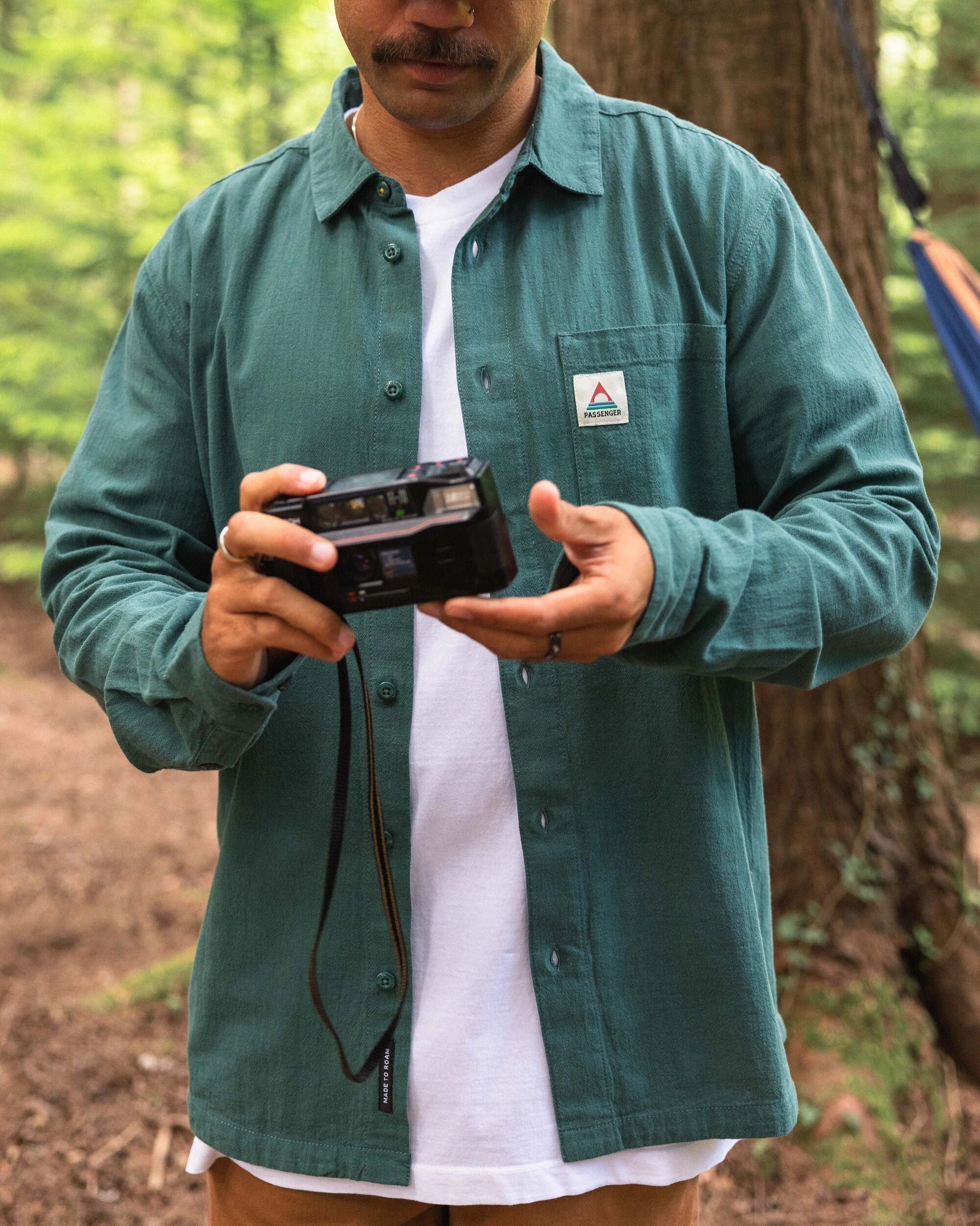 Arica Textured Organic Cotton Shirt - Deep Ocean - Lifestyle