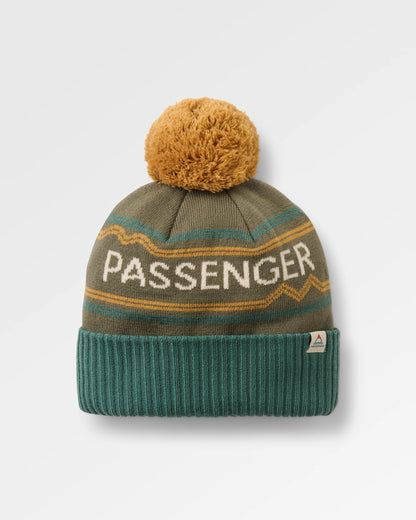 Passenger Logo Bobble Hat - Dusty Olive - Flatlay