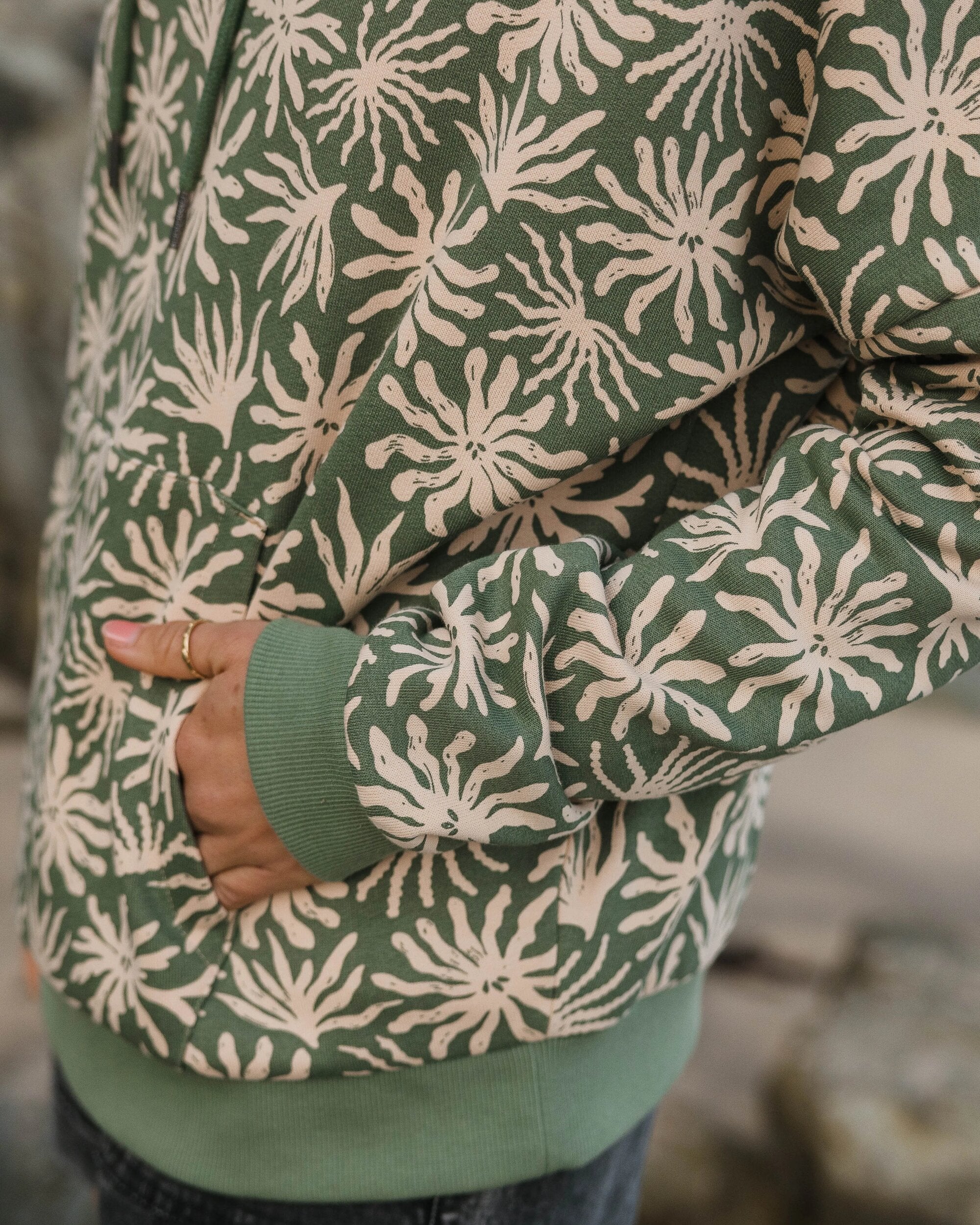 Arame Organic Cotton Hoodie - Seaweed Pistachio - Lifestyle